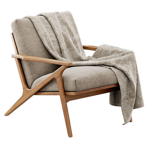 Cavett Wood Frame Armchair by Crate and Barrel 3D model 4
