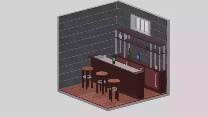 Bar Jail Bar PBR low poly  Low-poly 3D model