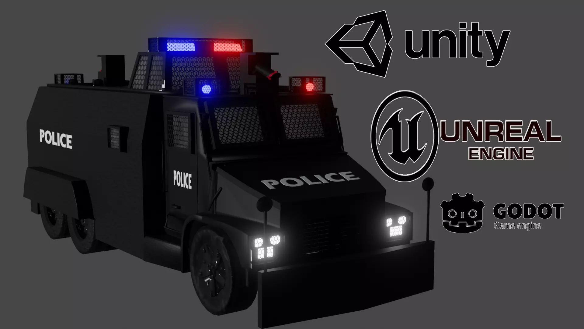 Anti-riot truck police Low-poly 3D model