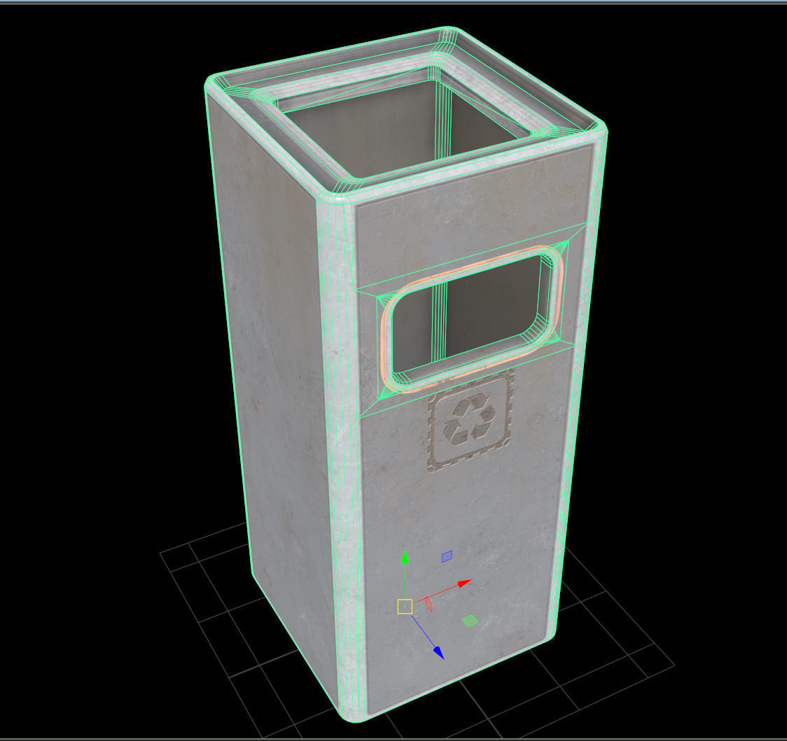 trash can - PBR Low-poly 3D model_8