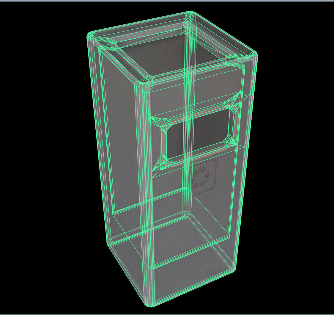 trash can - PBR Low-poly 3D model_1