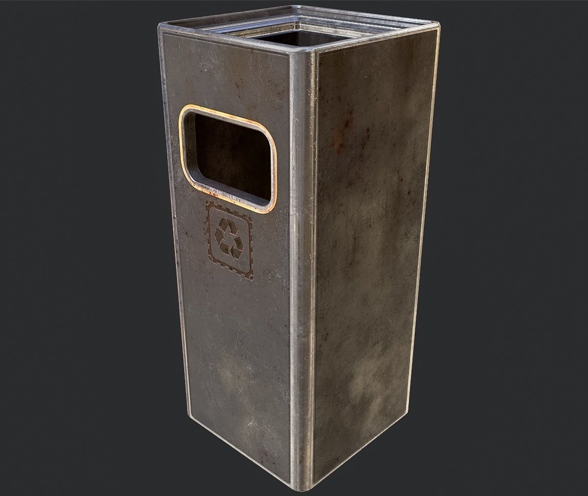 trash can - PBR Low-poly 3D model_2