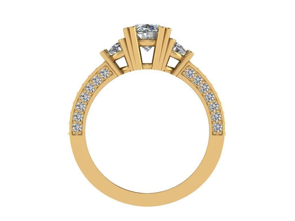 Ring177 diamond engagement ring gold 3D print model_2