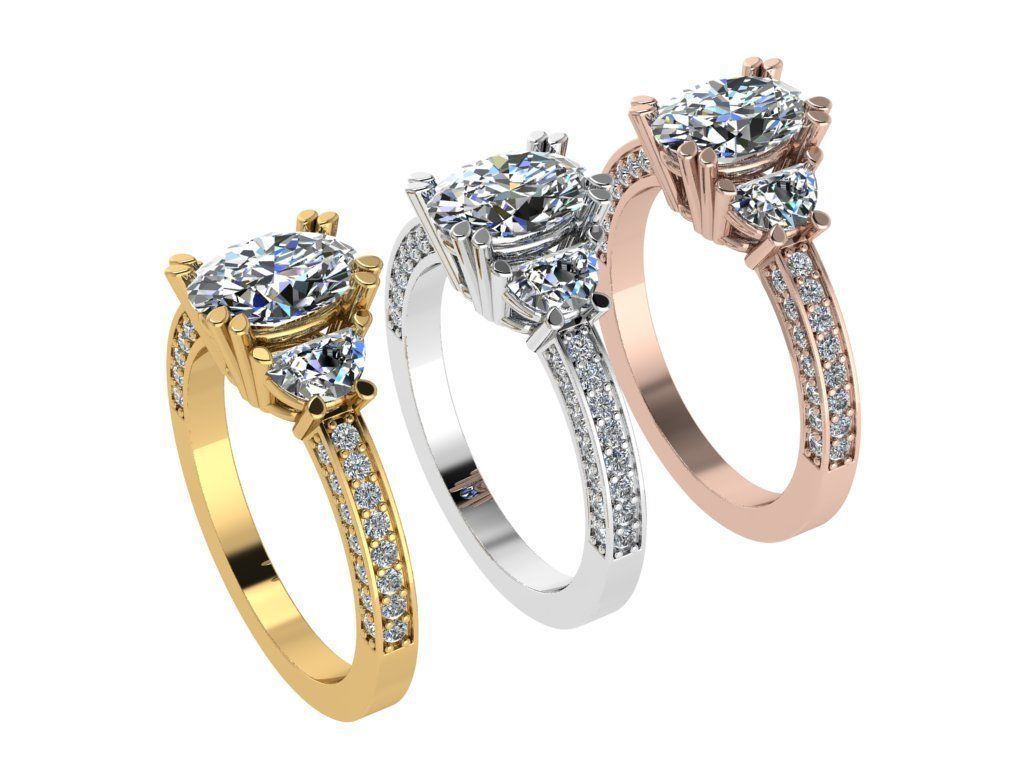 Ring177 diamond engagement ring gold 3D print model_4