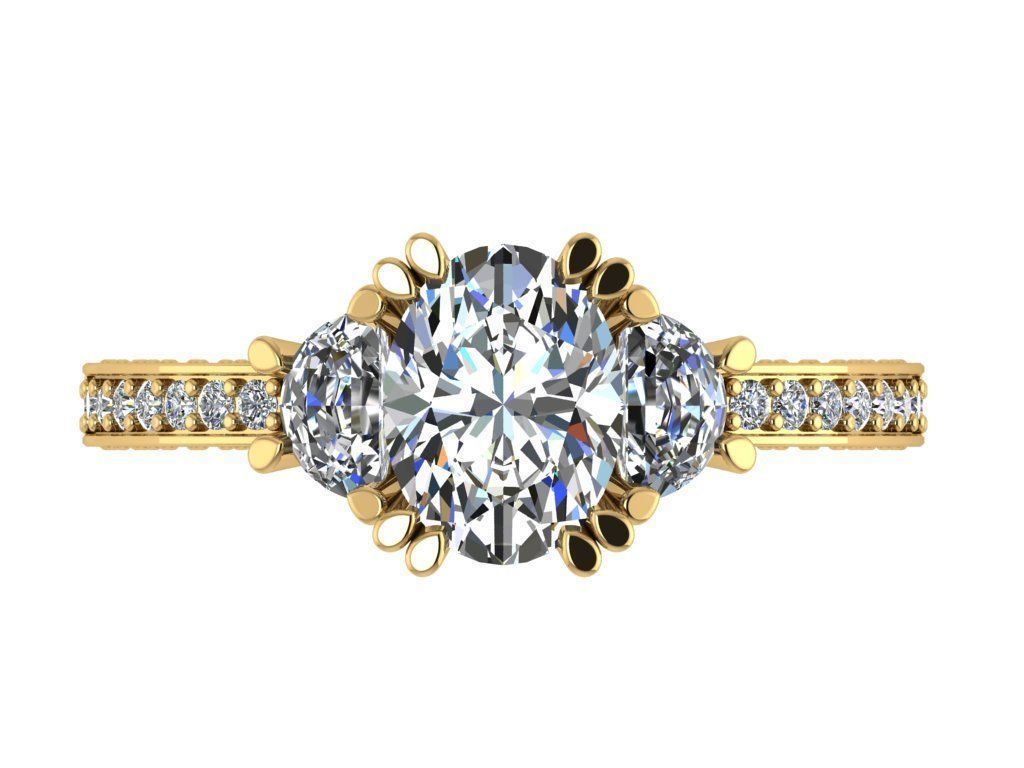 Ring177 diamond engagement ring gold 3D print model_1