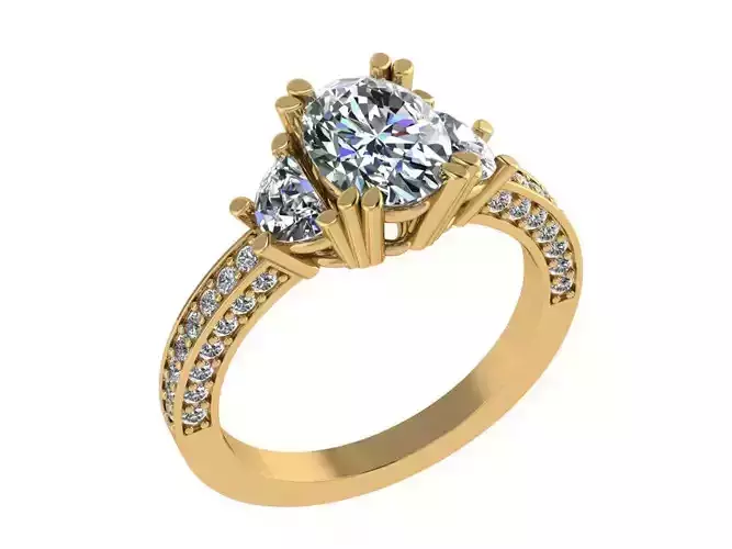 Ring177 diamond engagement ring gold 3D print model