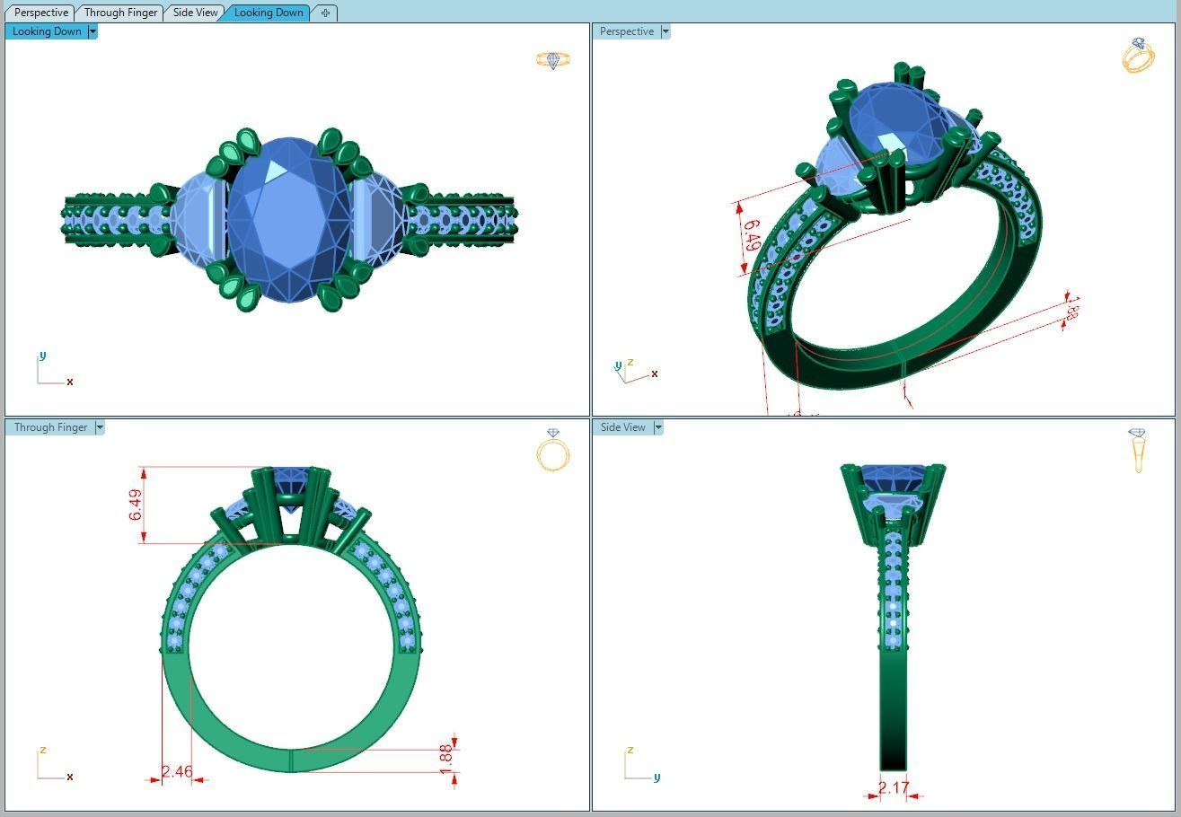 Ring177 diamond engagement ring gold 3D print model_5