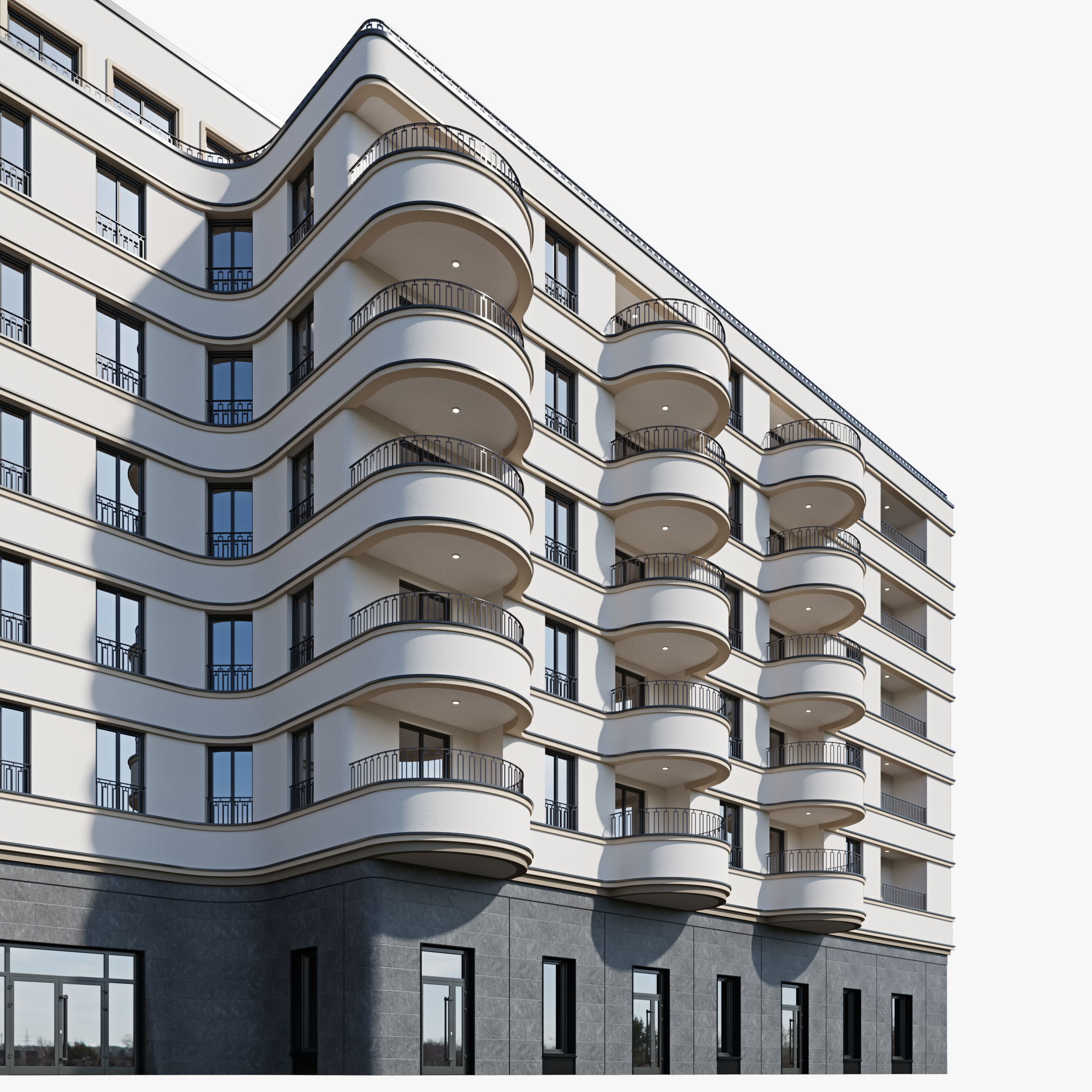 Modern residential building 18 3D model_2