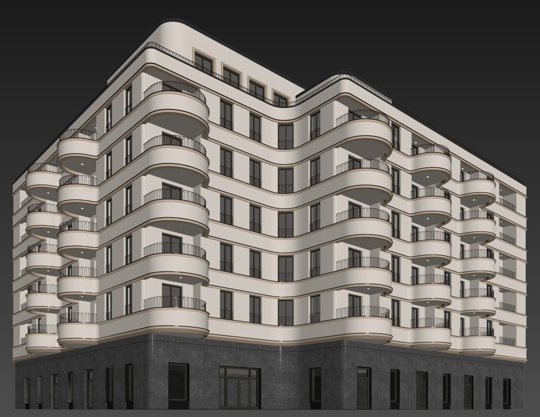 Modern residential building 18 3D model_10
