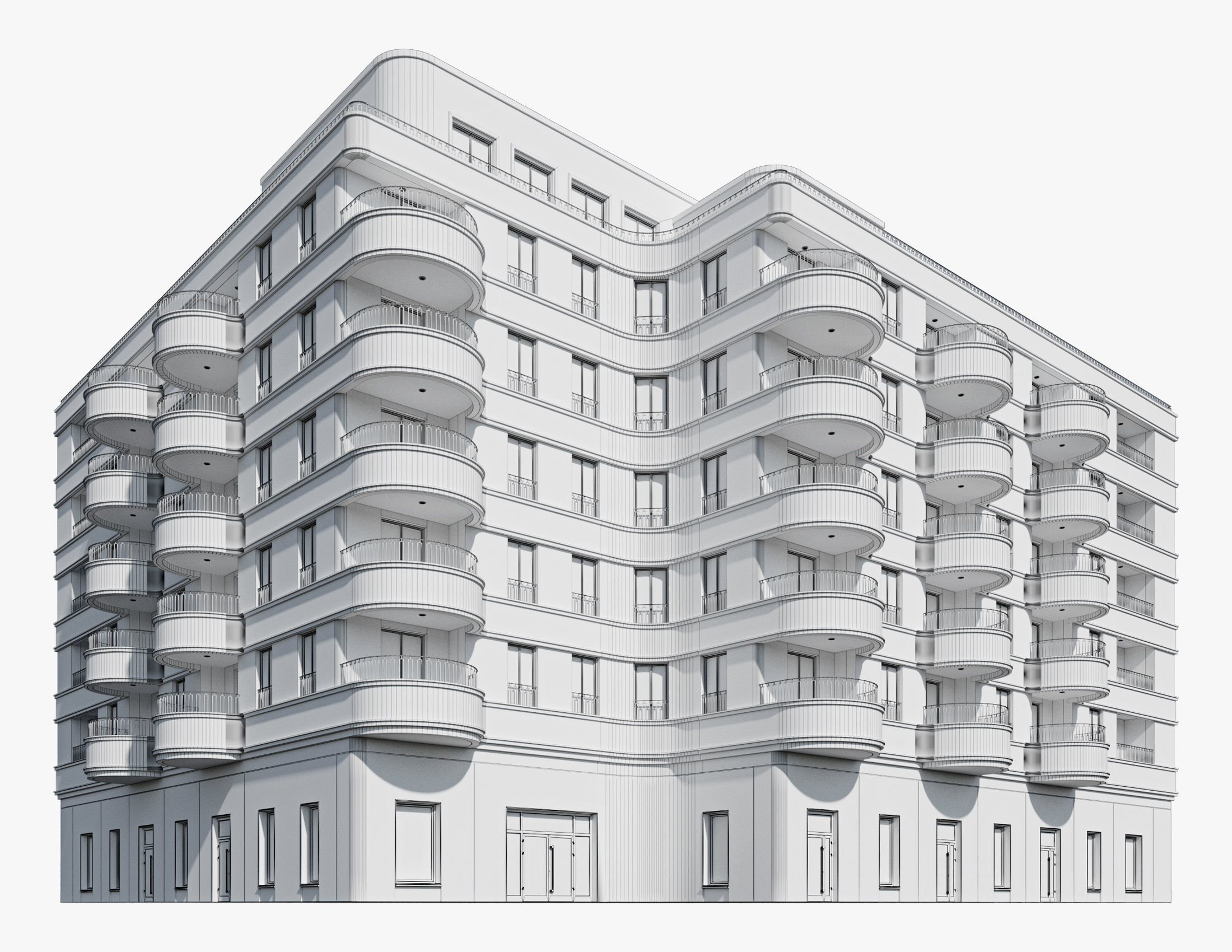 Modern residential building 18 3D model_9
