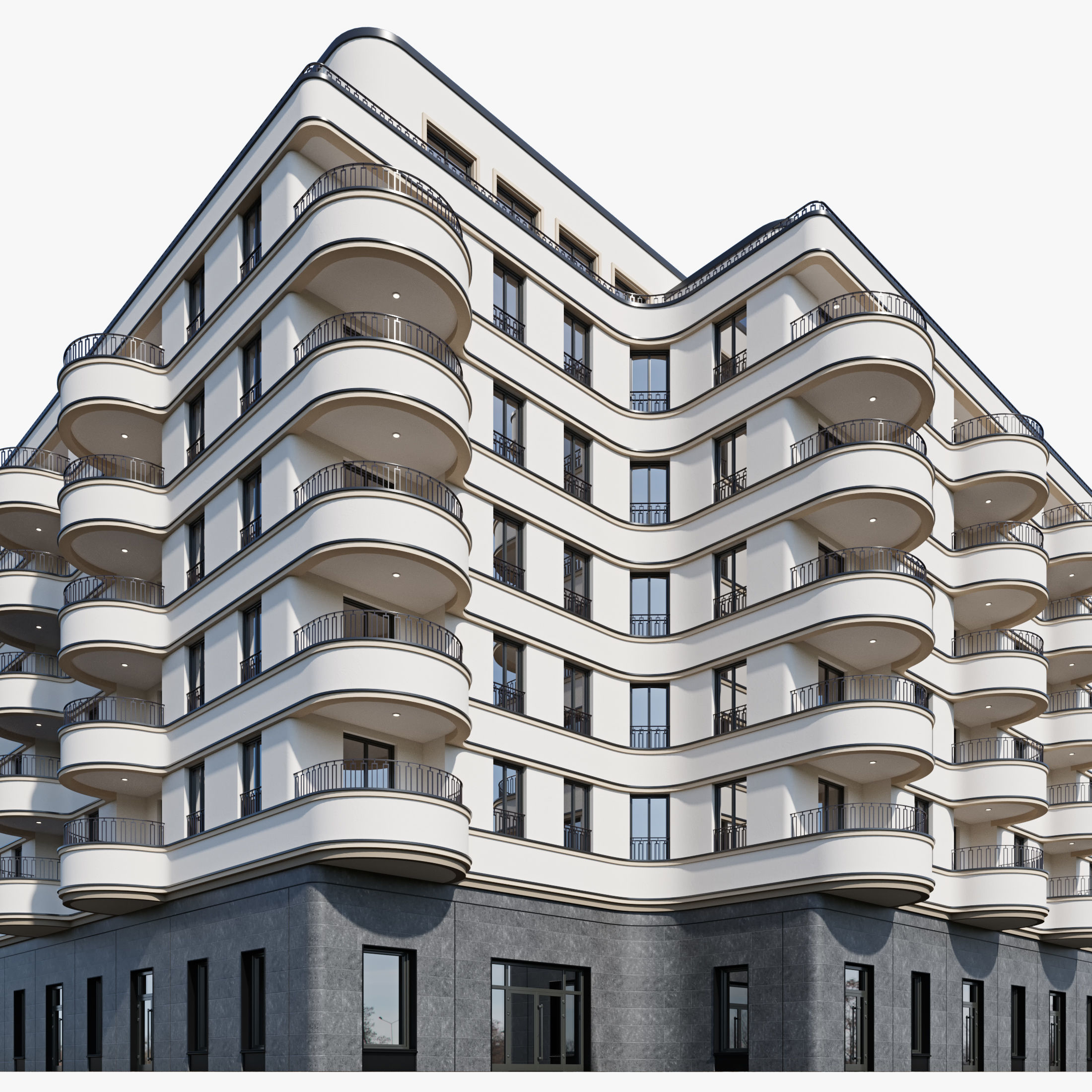 Modern residential building 18 3D model_1