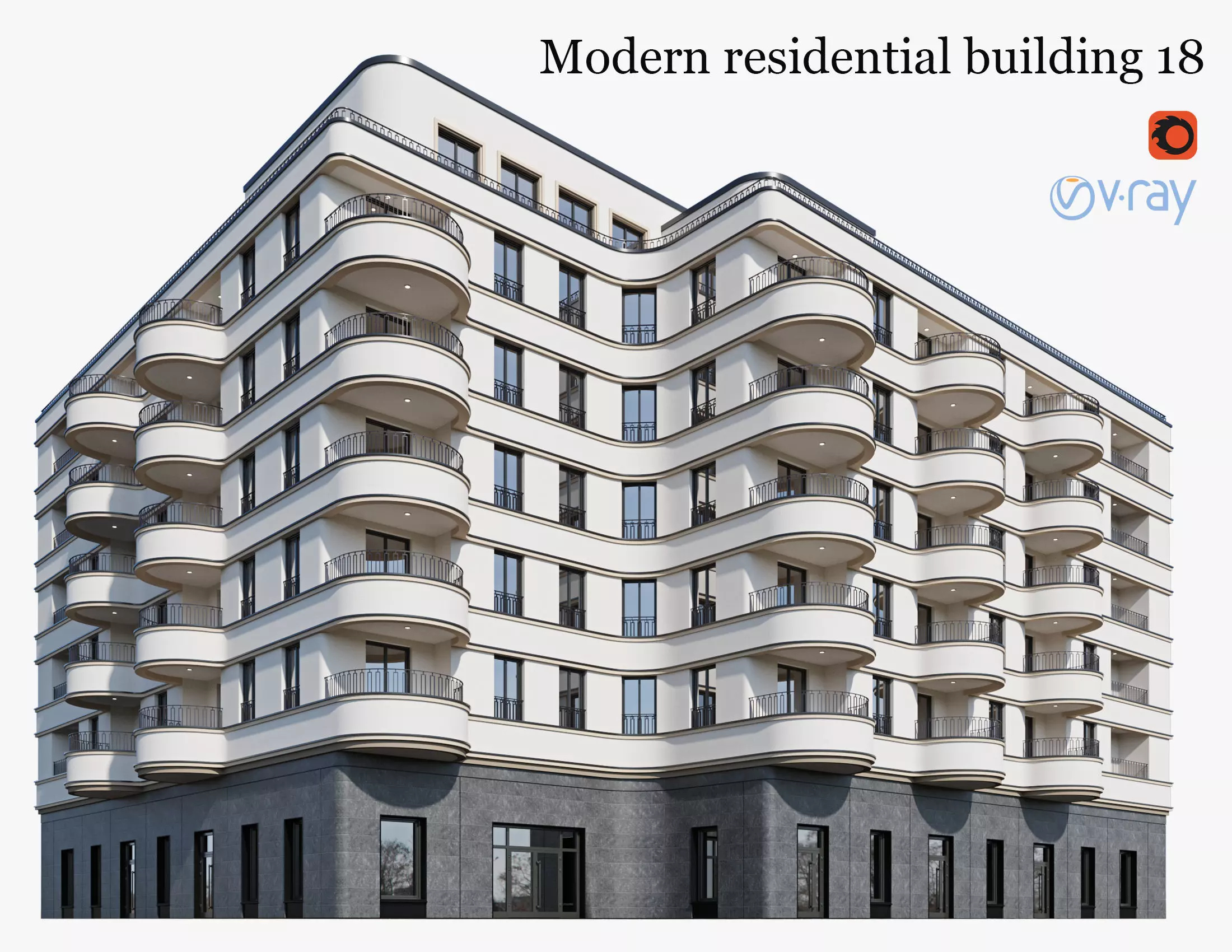 Modern residential building 18 3D model_0