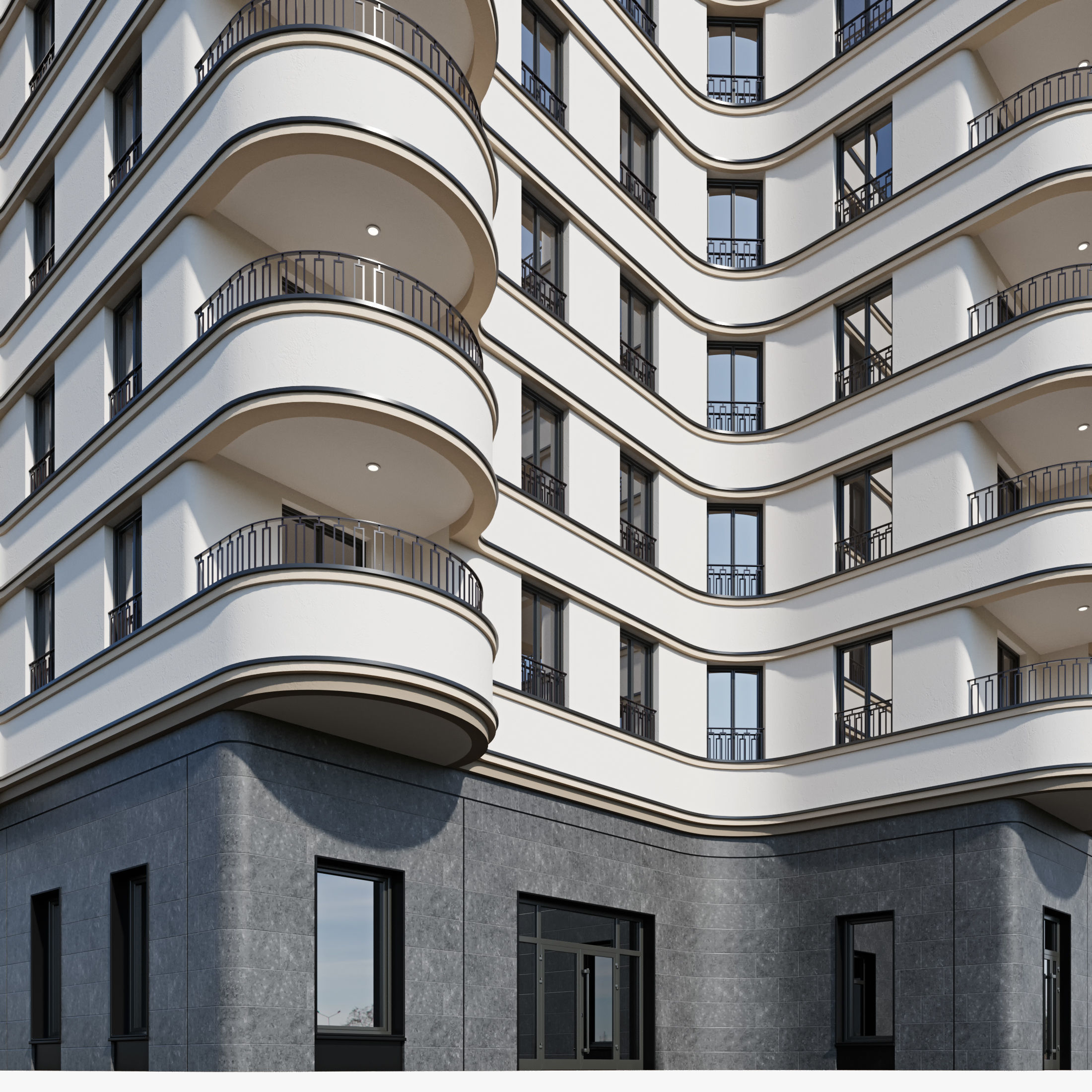 Modern residential building 18 3D model_4