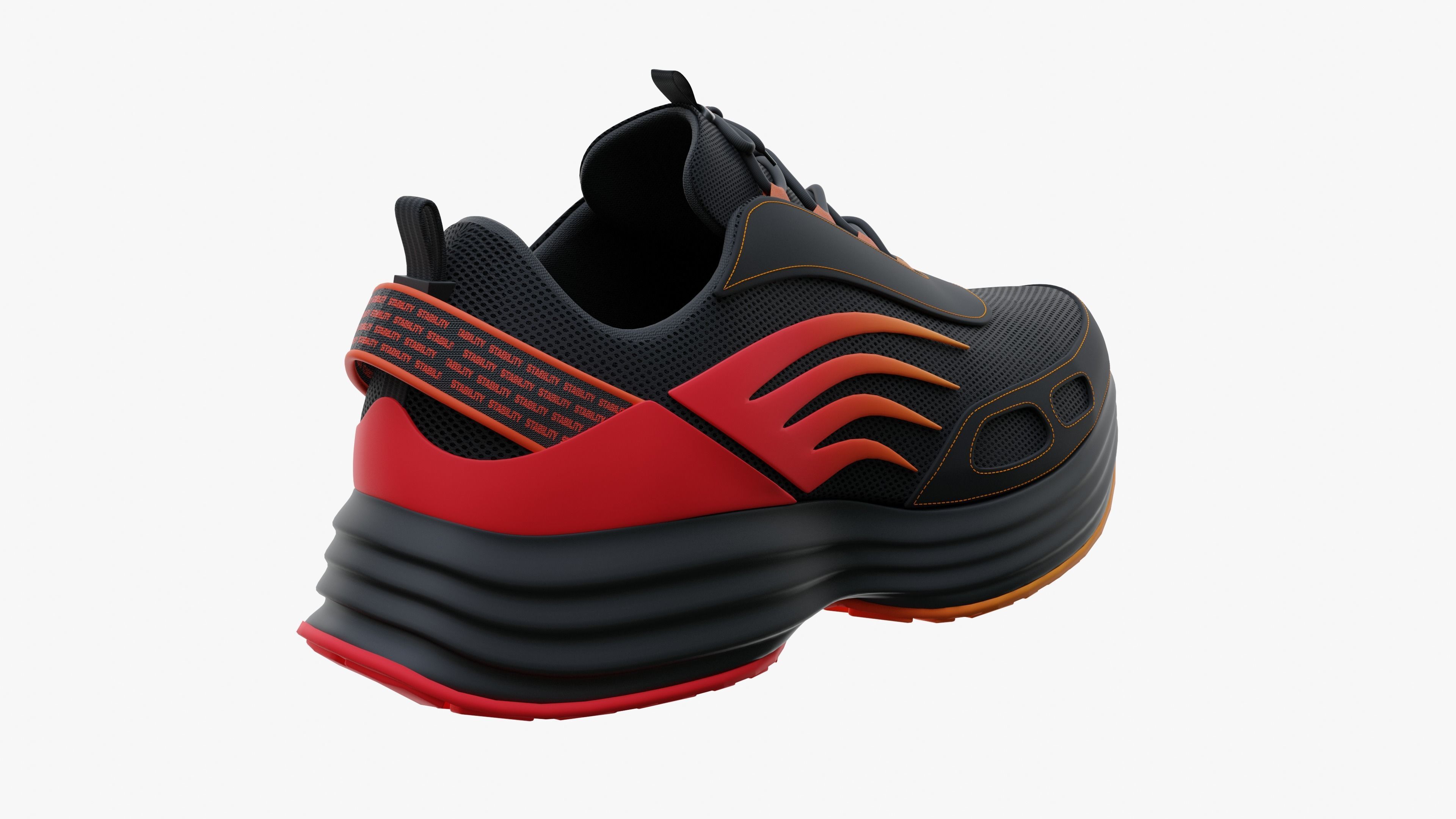 Sneakers with flames Low-poly 3D model_7