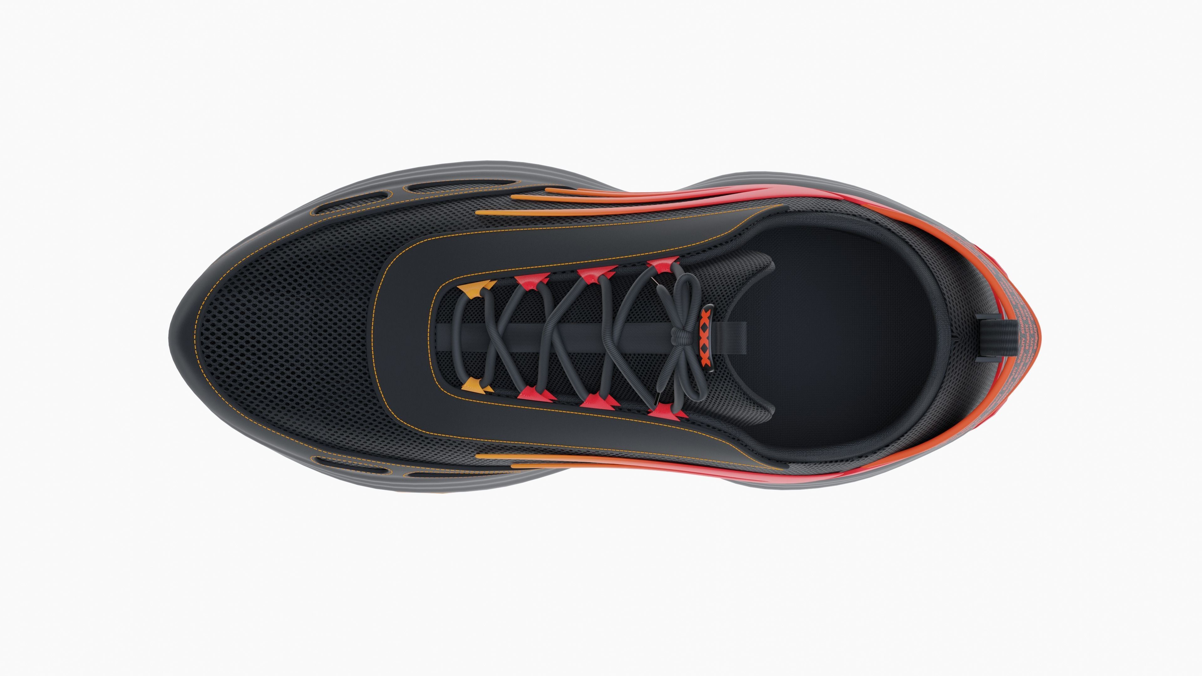 Sneakers with flames Low-poly 3D model_1