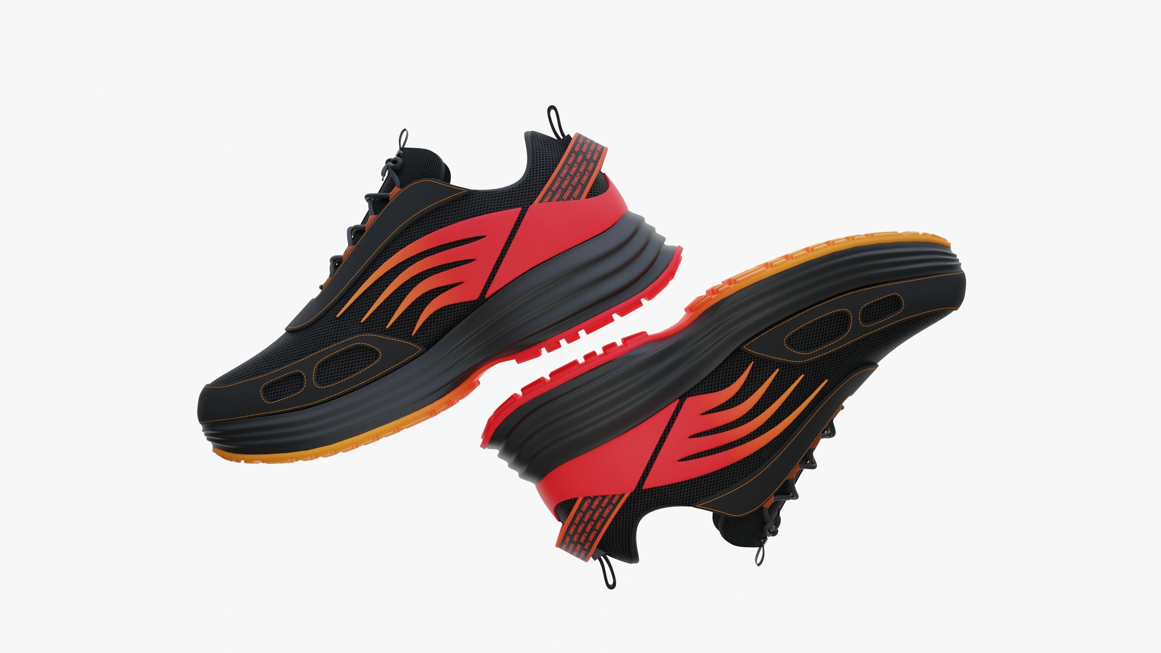 Sneakers with flames Low-poly 3D model_2