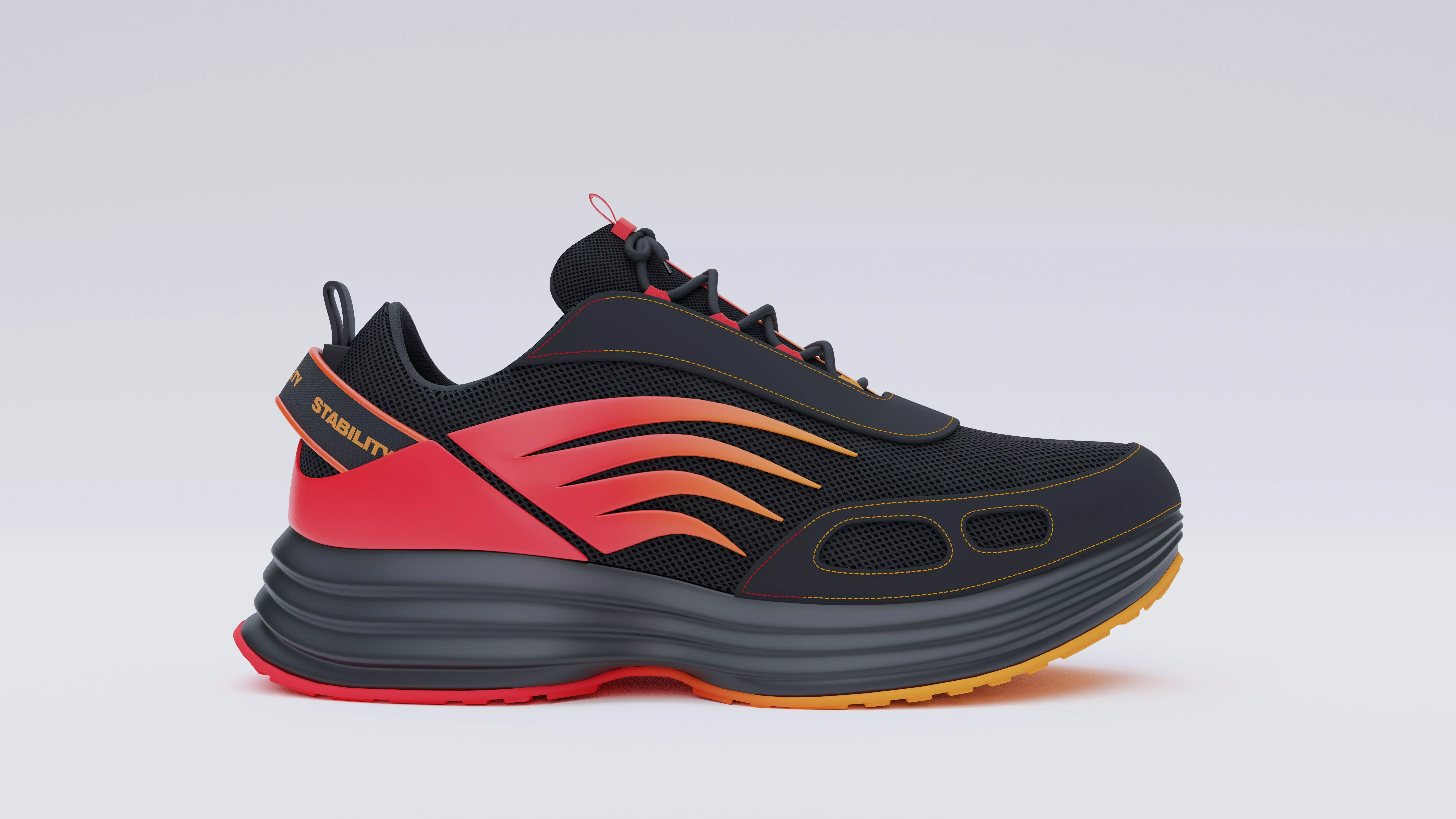 Sneakers with flames Low-poly 3D model_0