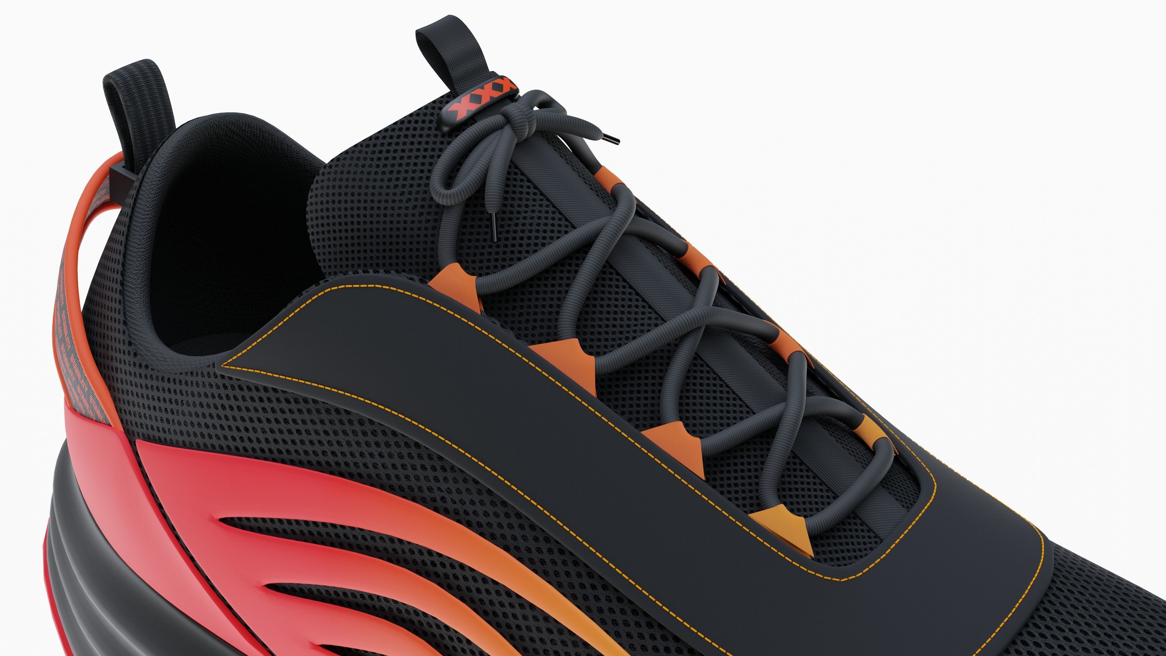 Sneakers with flames Low-poly 3D model_5