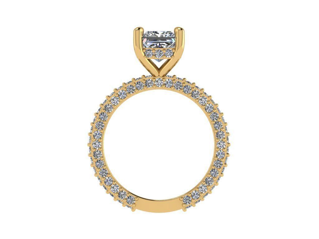 Ring179 princess cut diamond engagement ring gold 3D print model_2