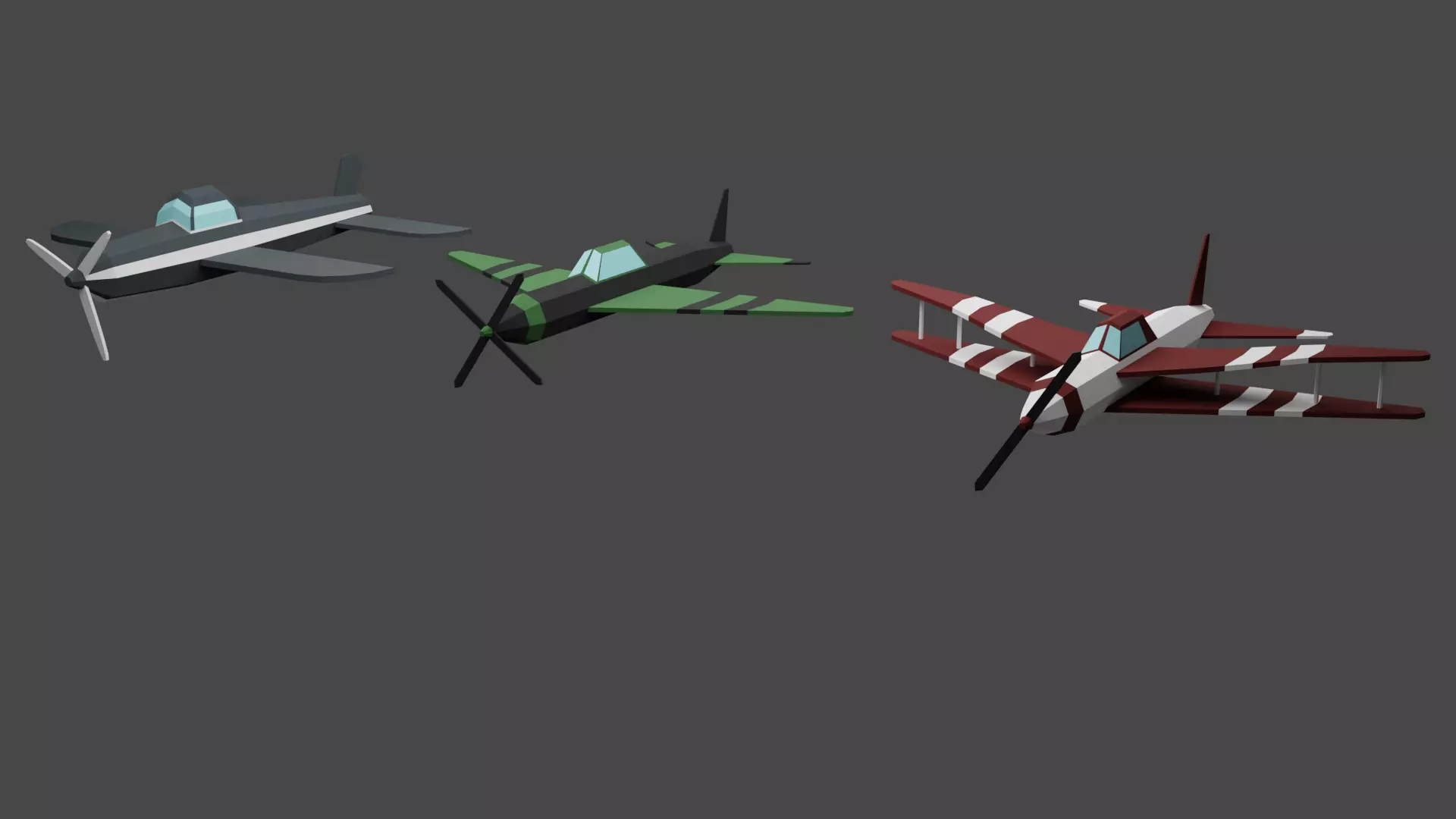Airplane Collection - 3 Lowpoly Airplane fighter plane Low-poly 3D model
