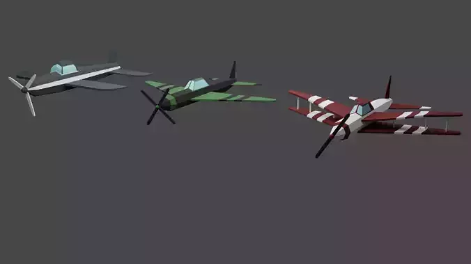 Airplane Collection - 3 Lowpoly Airplane fighter plane