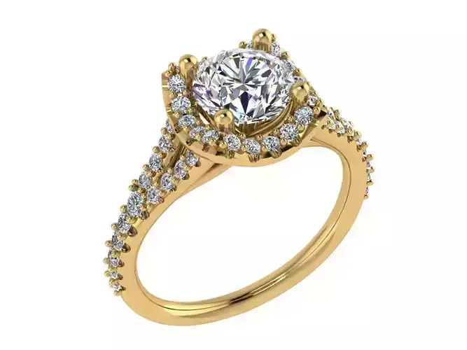 Ring180 halo engagement ring gold