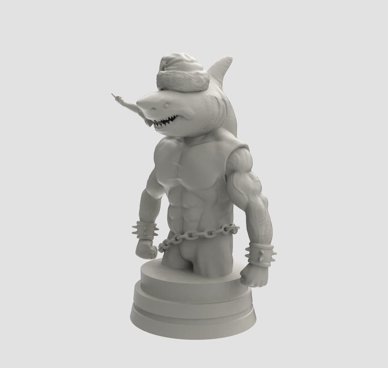 Merry christmas shark attack 3D print model_2