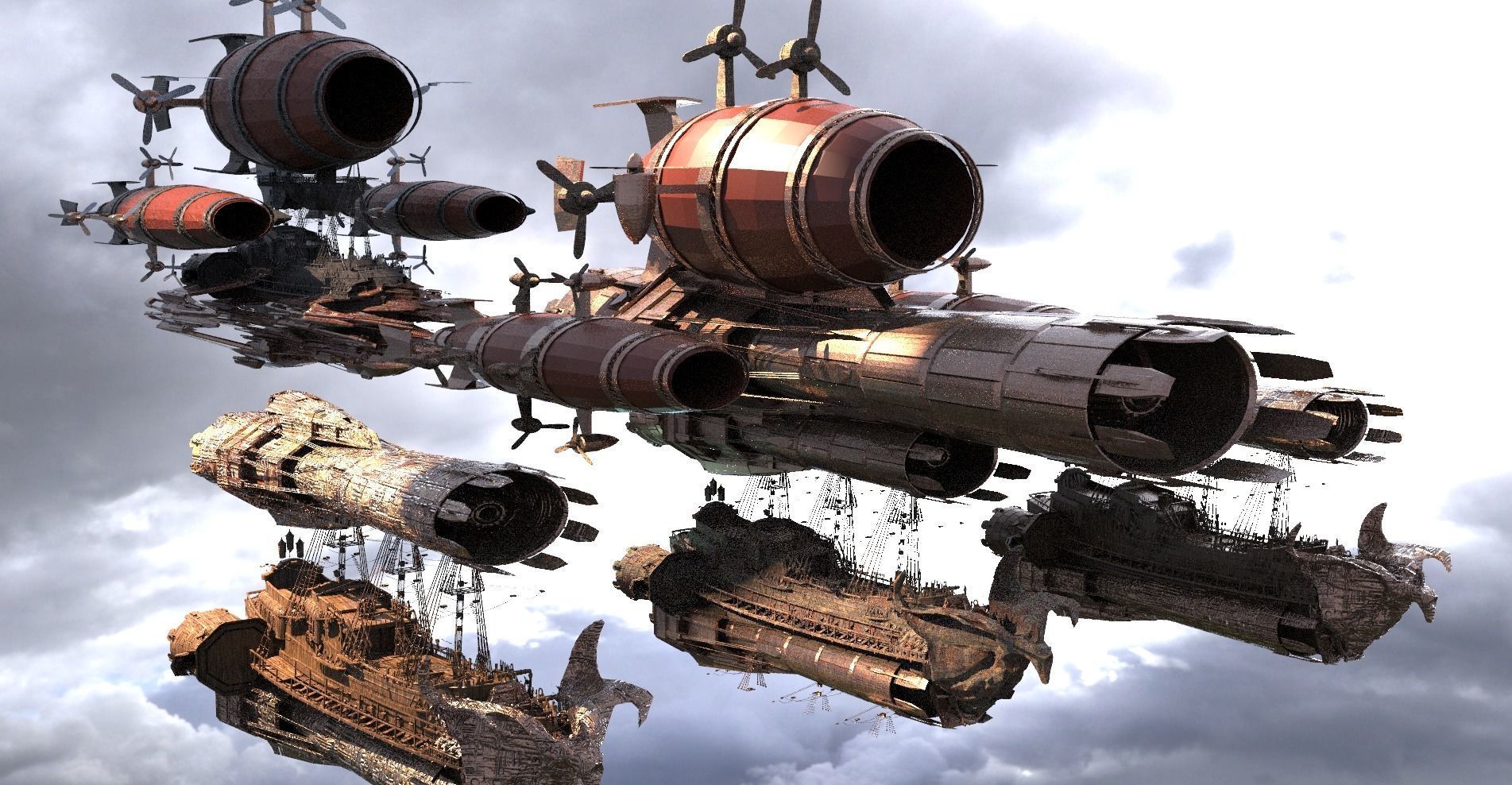 3 Grand air ships 3D model_1