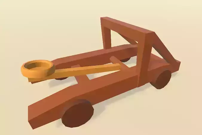 Catapult Low Poly Animated Low-poly 3D model