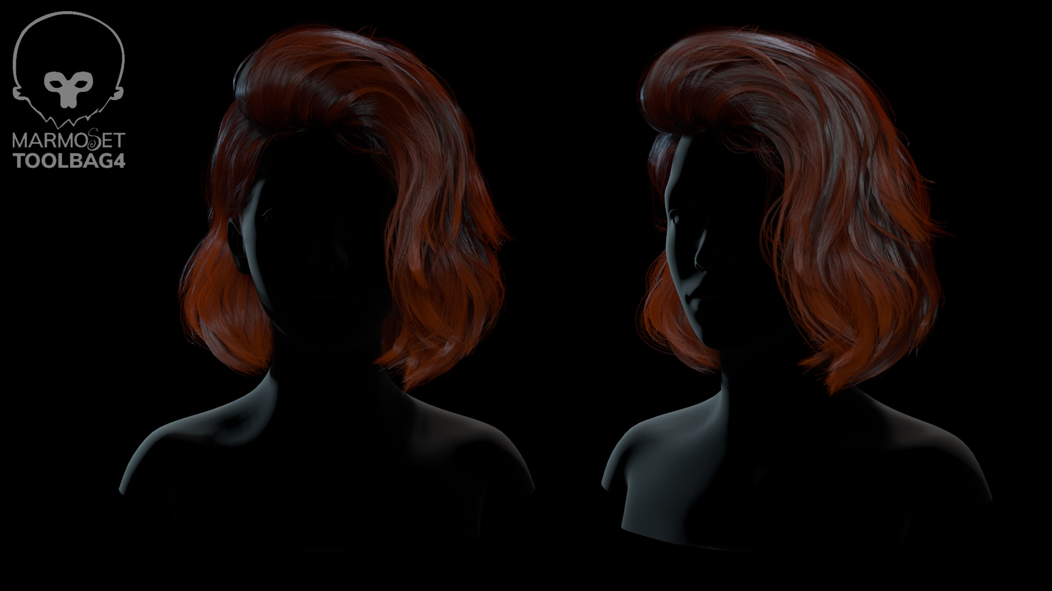 Low Poly Cards Game-ready Hairstyle  Wavy Bob Low-poly 3D model_3