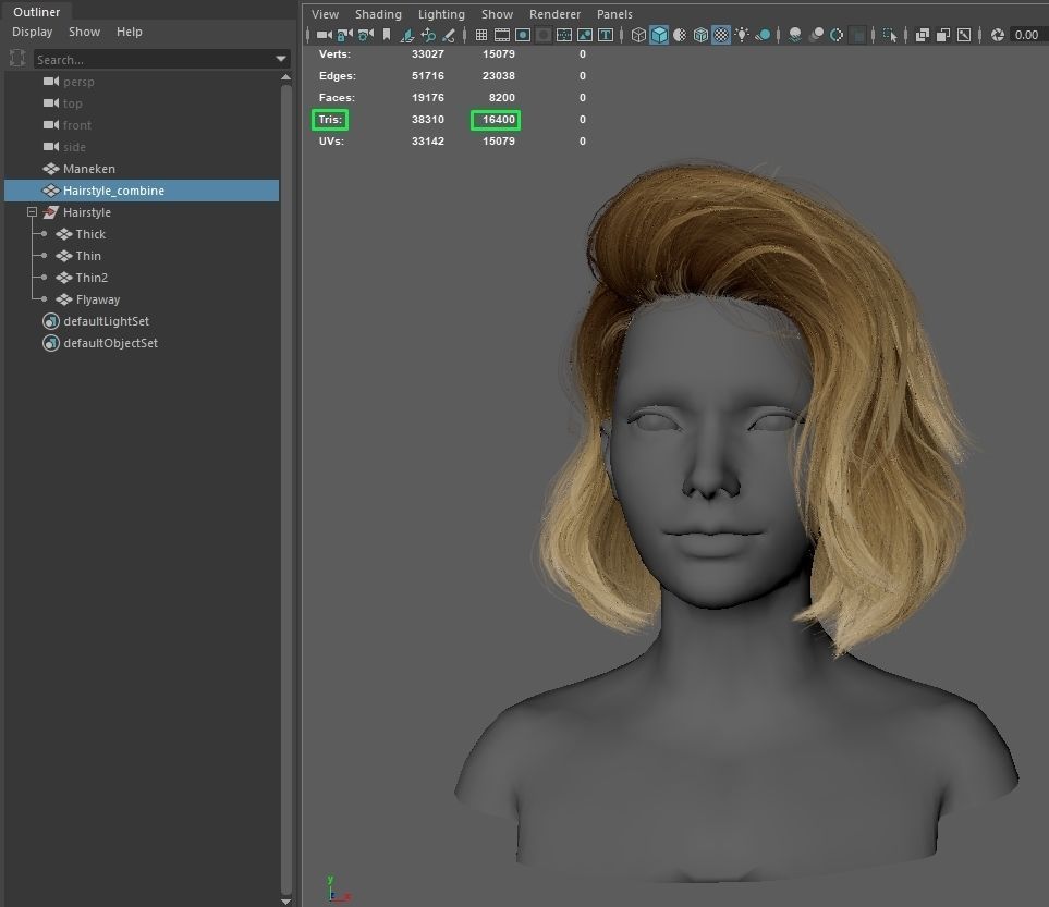 Low Poly Cards Game-ready Hairstyle  Wavy Bob Low-poly 3D model_11