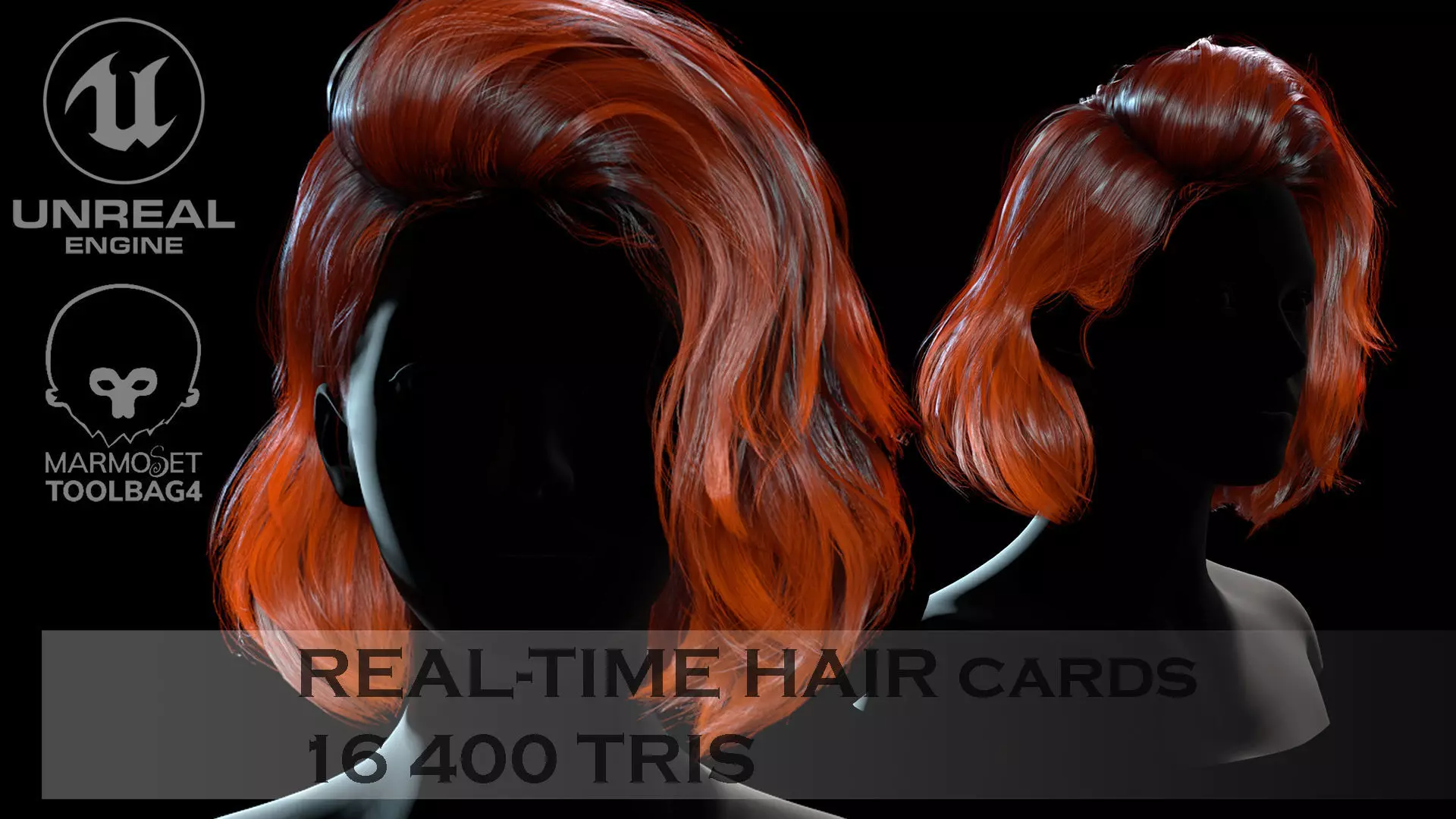 Low Poly Cards Game-ready Hairstyle  Wavy Bob Low-poly 3D model_0