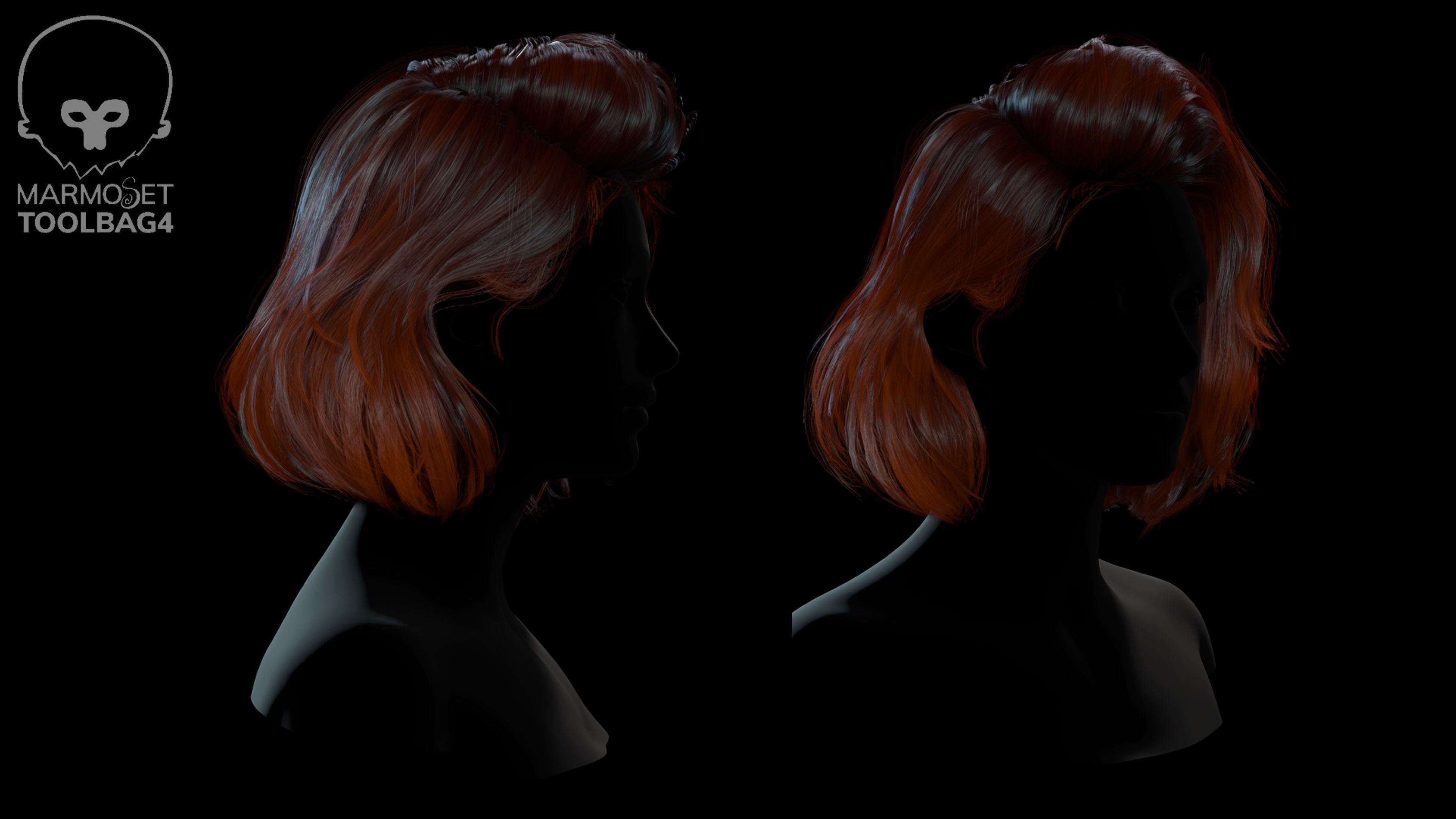 Low Poly Cards Game-ready Hairstyle  Wavy Bob Low-poly 3D model_4