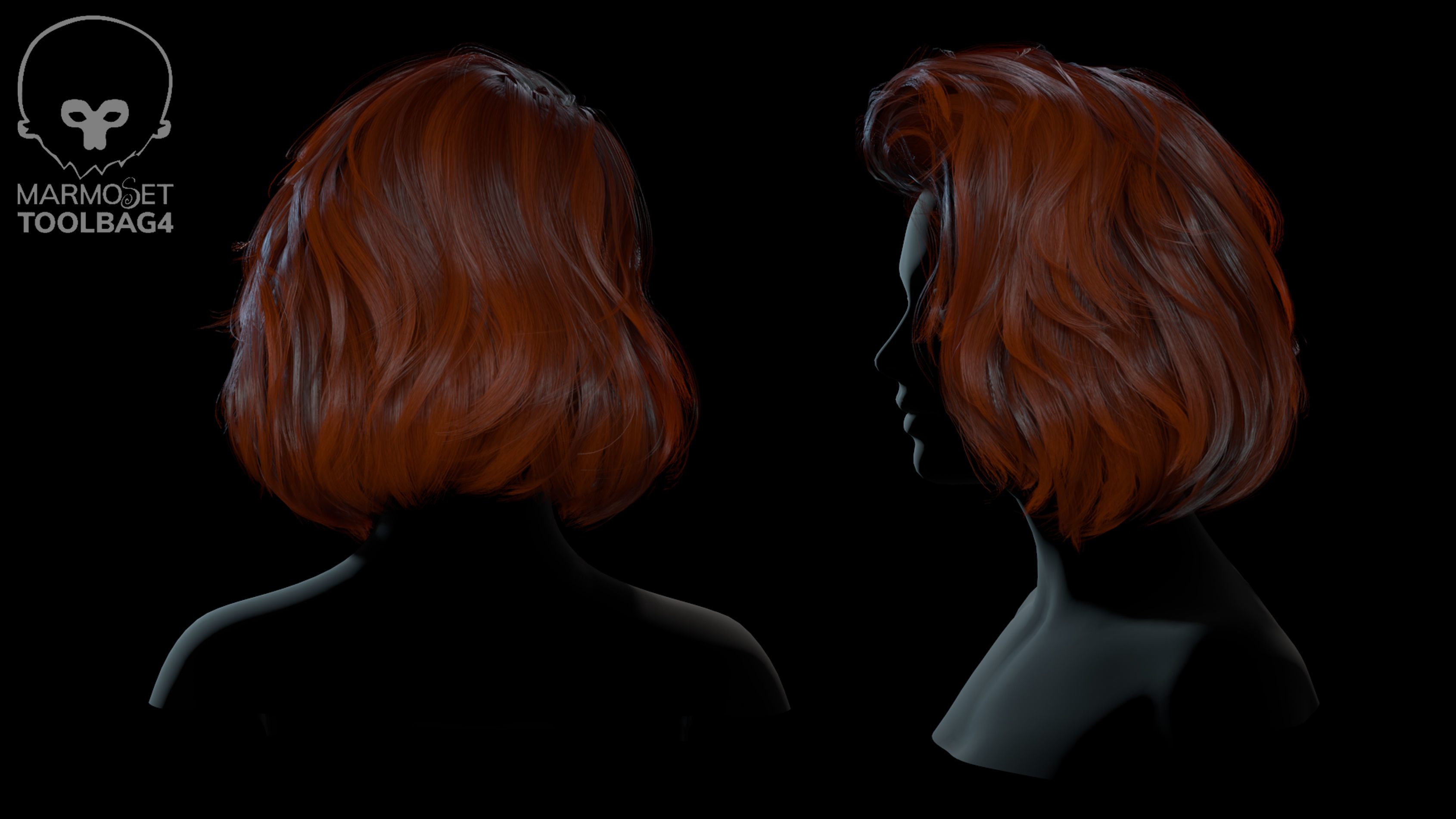 Low Poly Cards Game-ready Hairstyle  Wavy Bob Low-poly 3D model_2