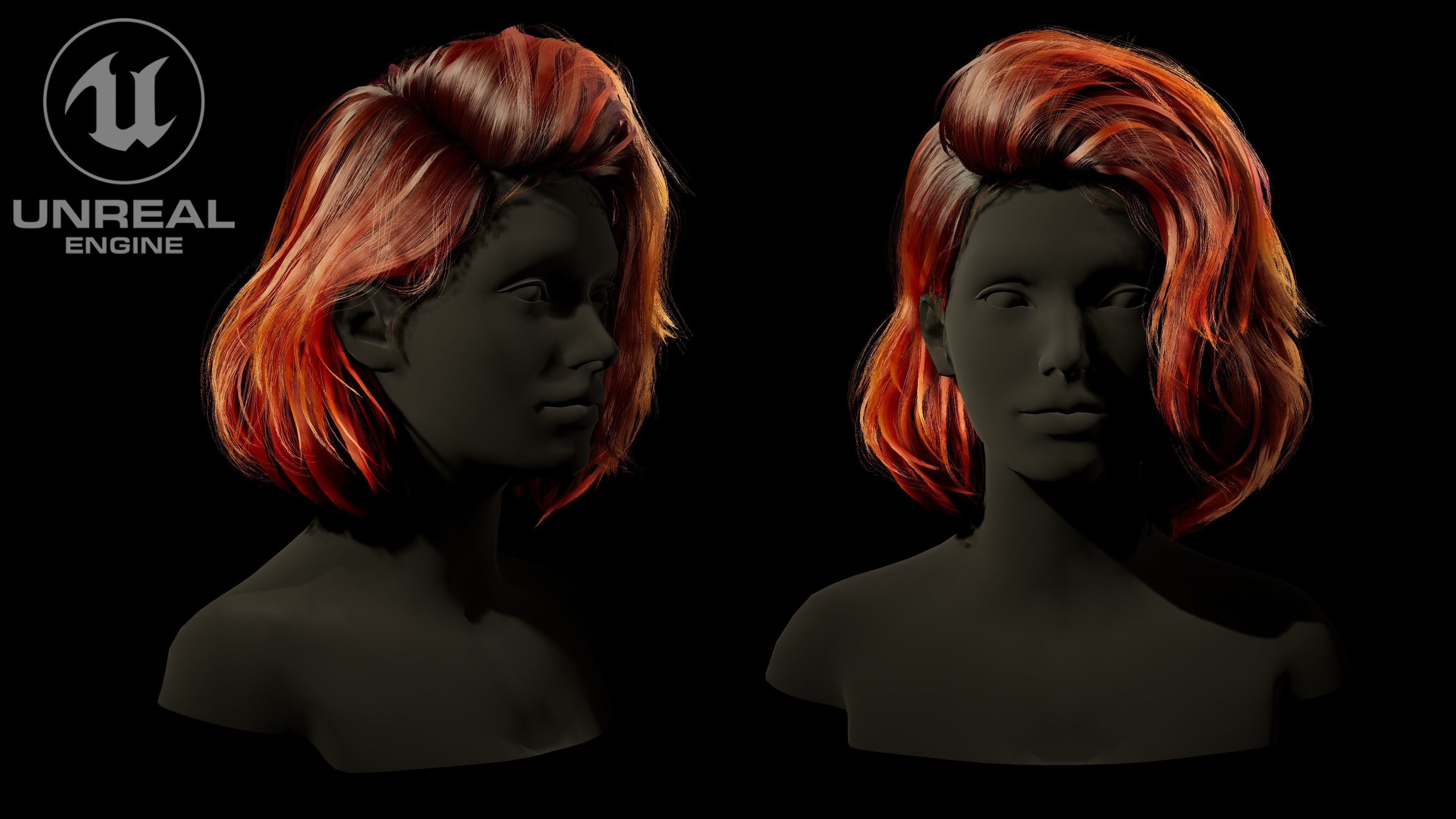 Low Poly Cards Game-ready Hairstyle  Wavy Bob Low-poly 3D model_7