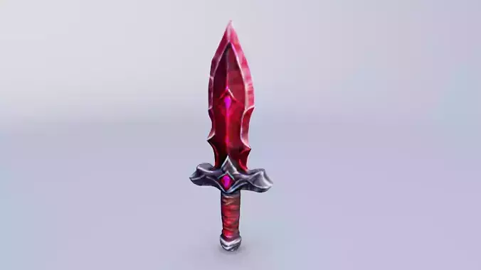 Low Poly ruby red dagger game asset with high quality texture