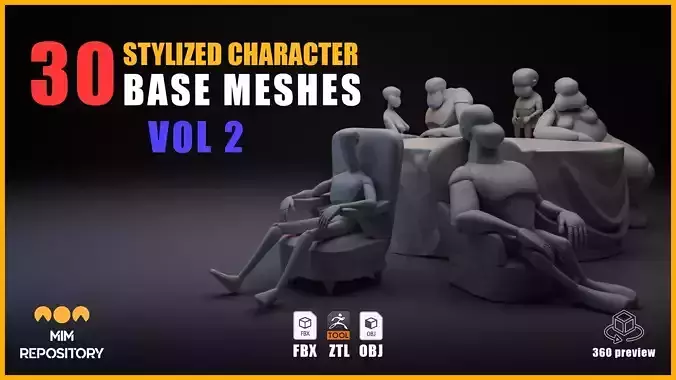 30 stylized character Base Meshes vol 2