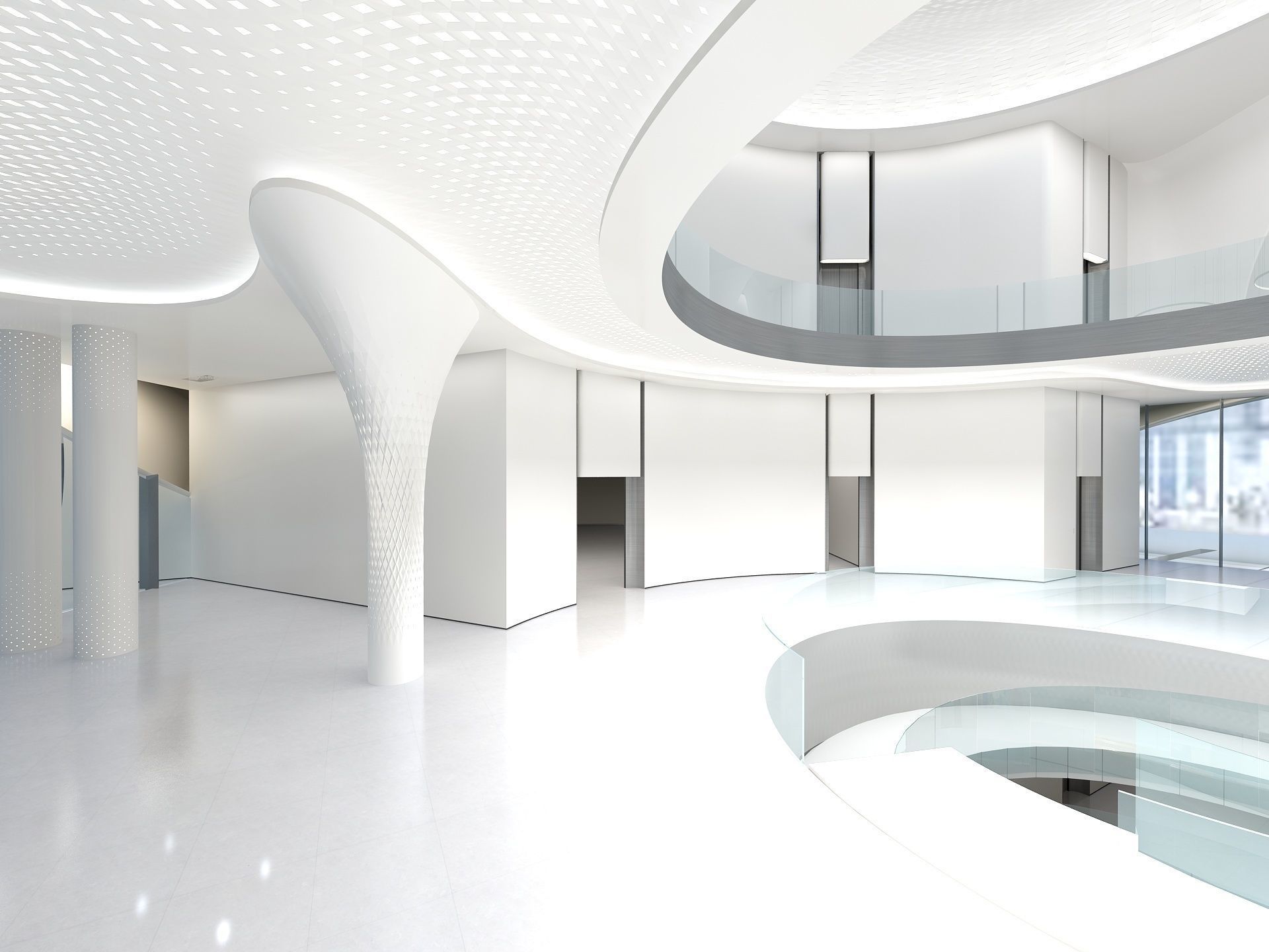 Hall of Shopping Mall 3D model_4