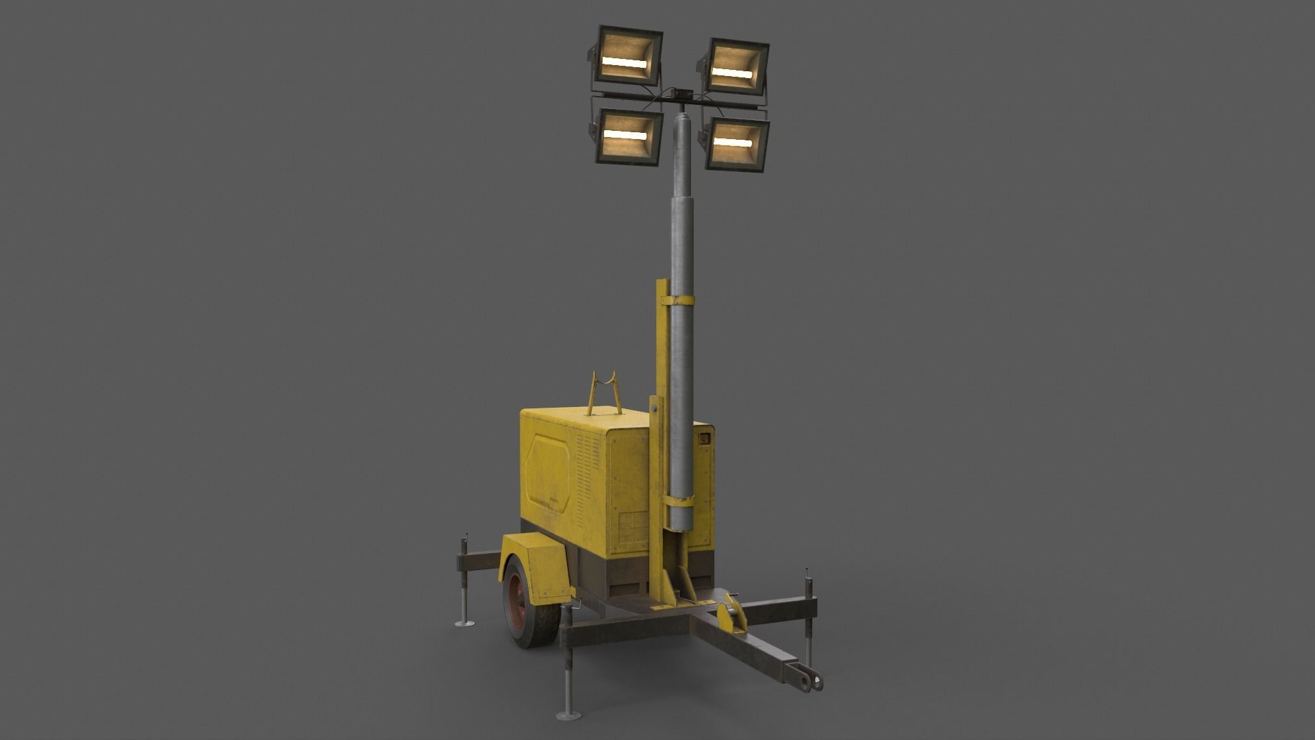 PBR Mobile Light Tower Generator A - Yellow Light  Low-poly 3D model_19