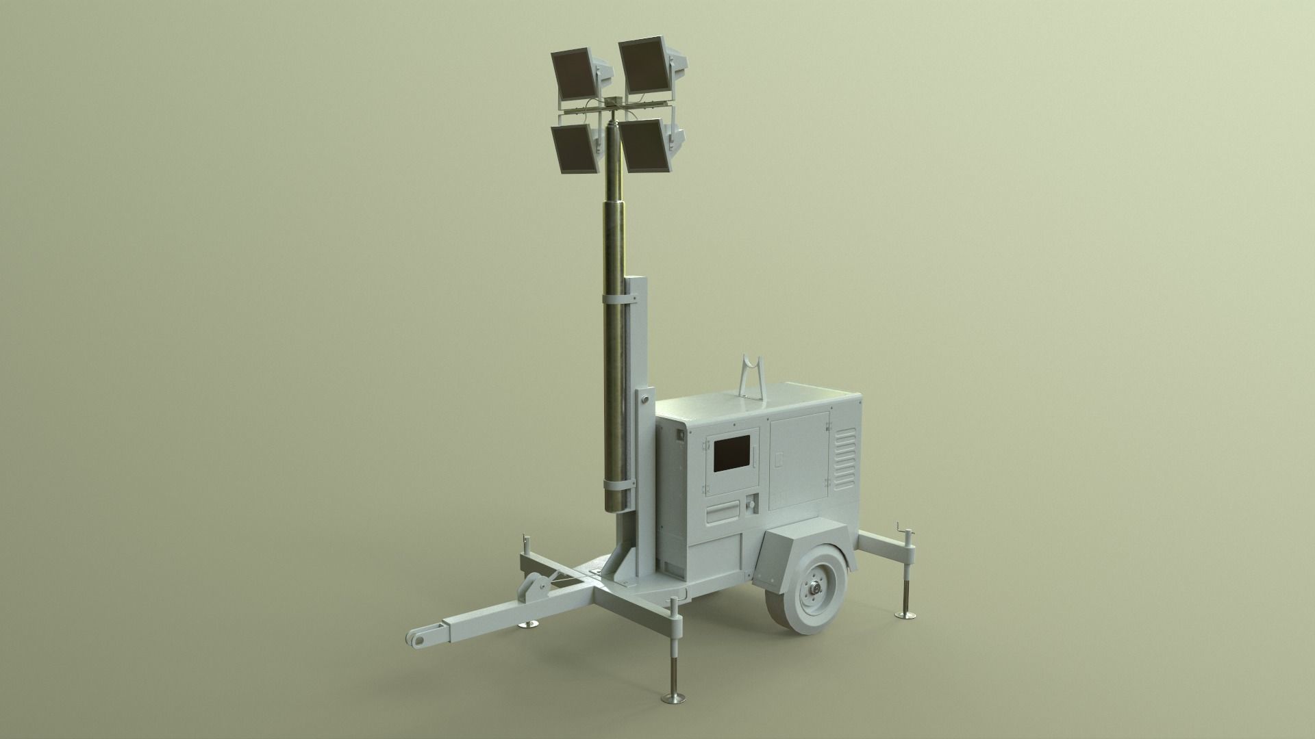 PBR Mobile Light Tower Generator A - Yellow Light  Low-poly 3D model_39