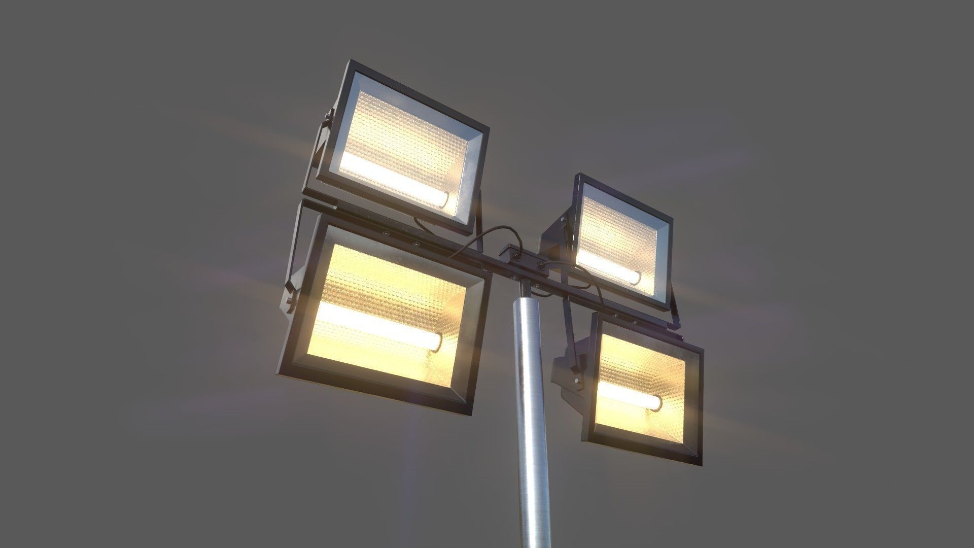 PBR Mobile Light Tower Generator A - Yellow Light  Low-poly 3D model_31