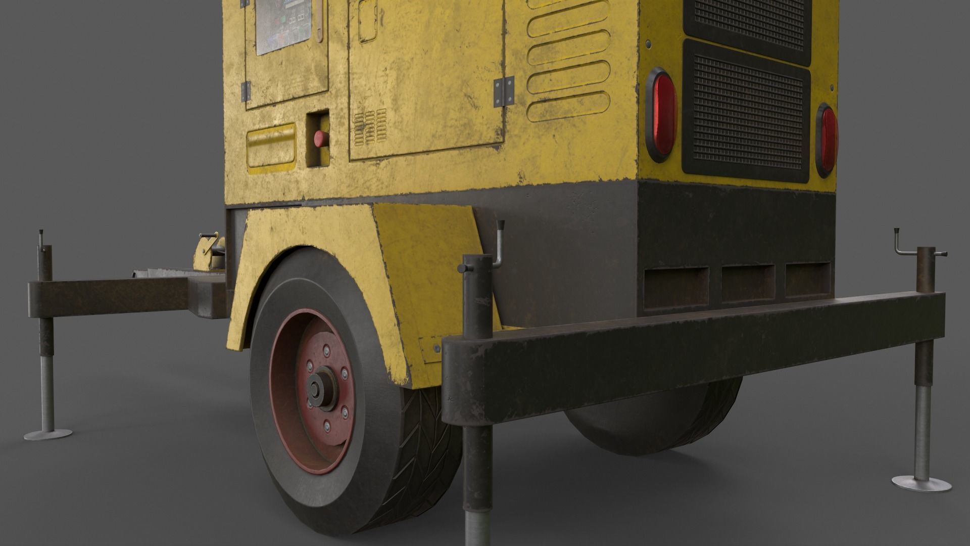 PBR Mobile Light Tower Generator A - Yellow Light  Low-poly 3D model_27