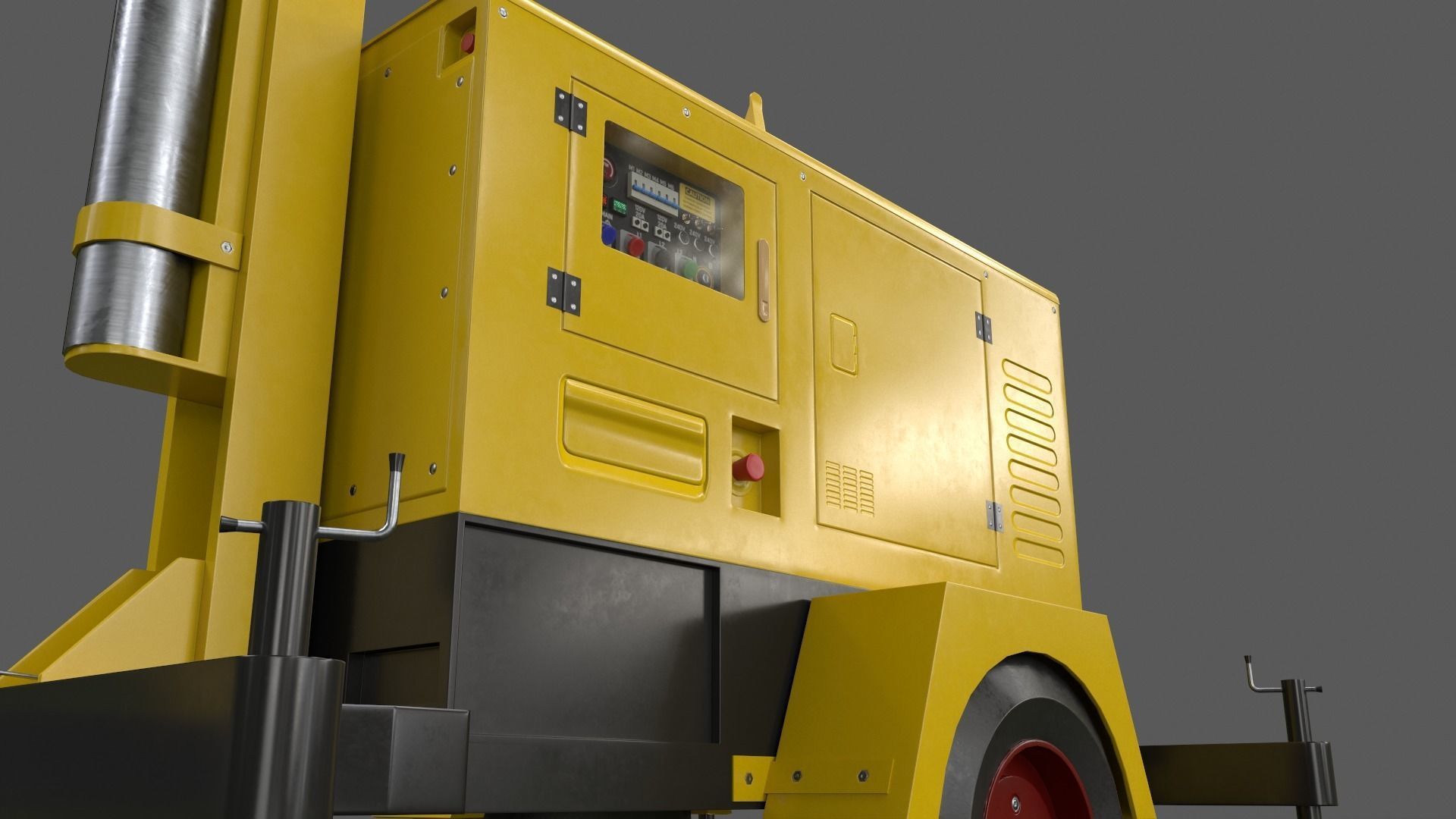 PBR Mobile Light Tower Generator A - Yellow Light  Low-poly 3D model_22