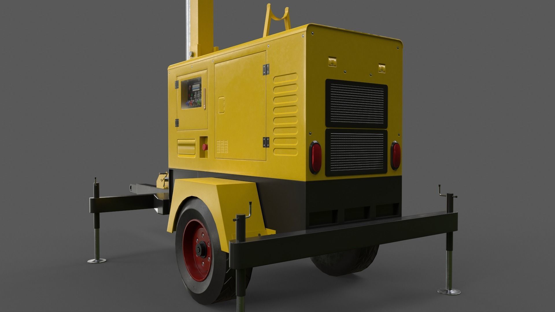 PBR Mobile Light Tower Generator A - Yellow Light  Low-poly 3D model_24