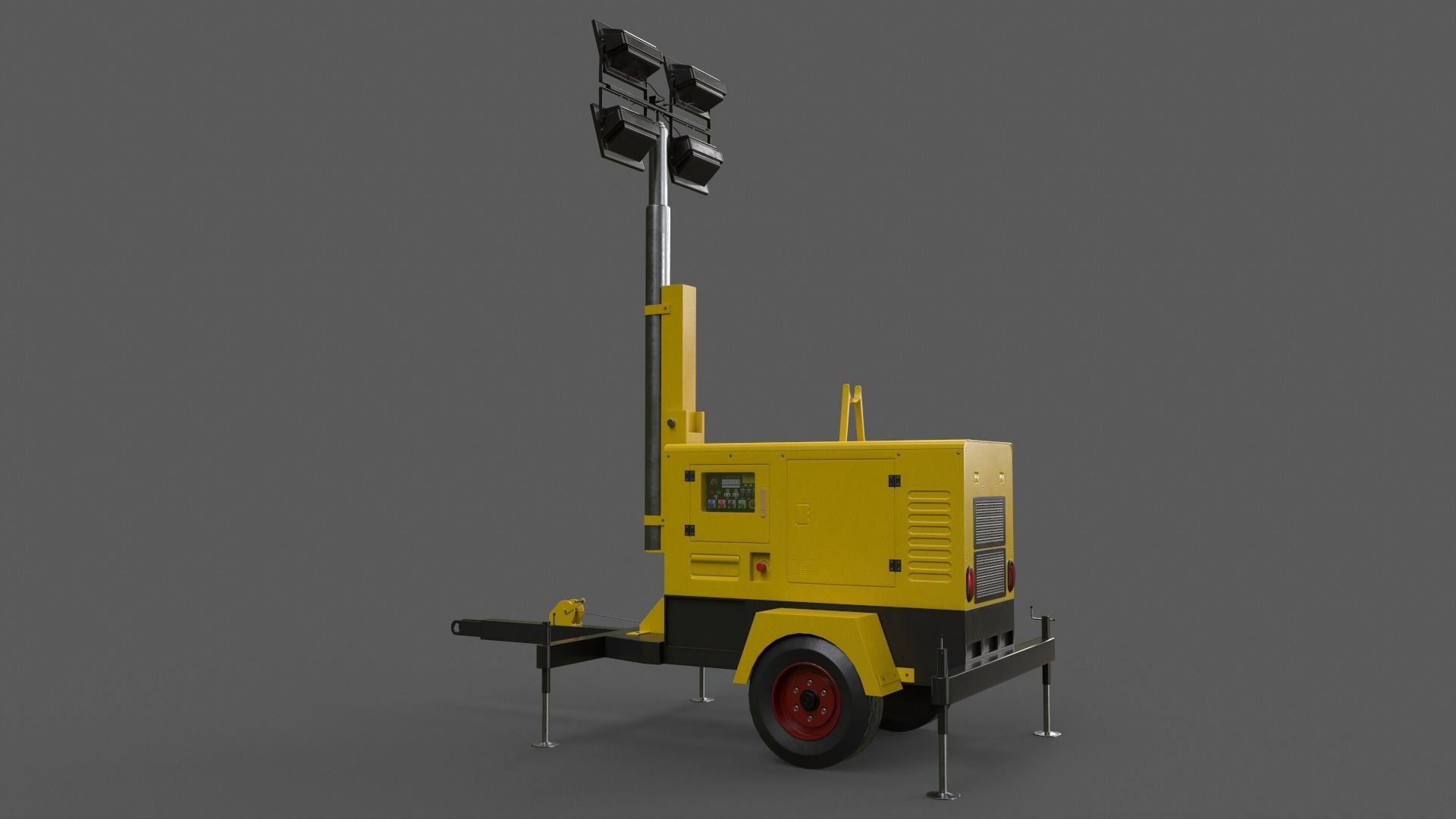 PBR Mobile Light Tower Generator A - Yellow Light  Low-poly 3D model_14