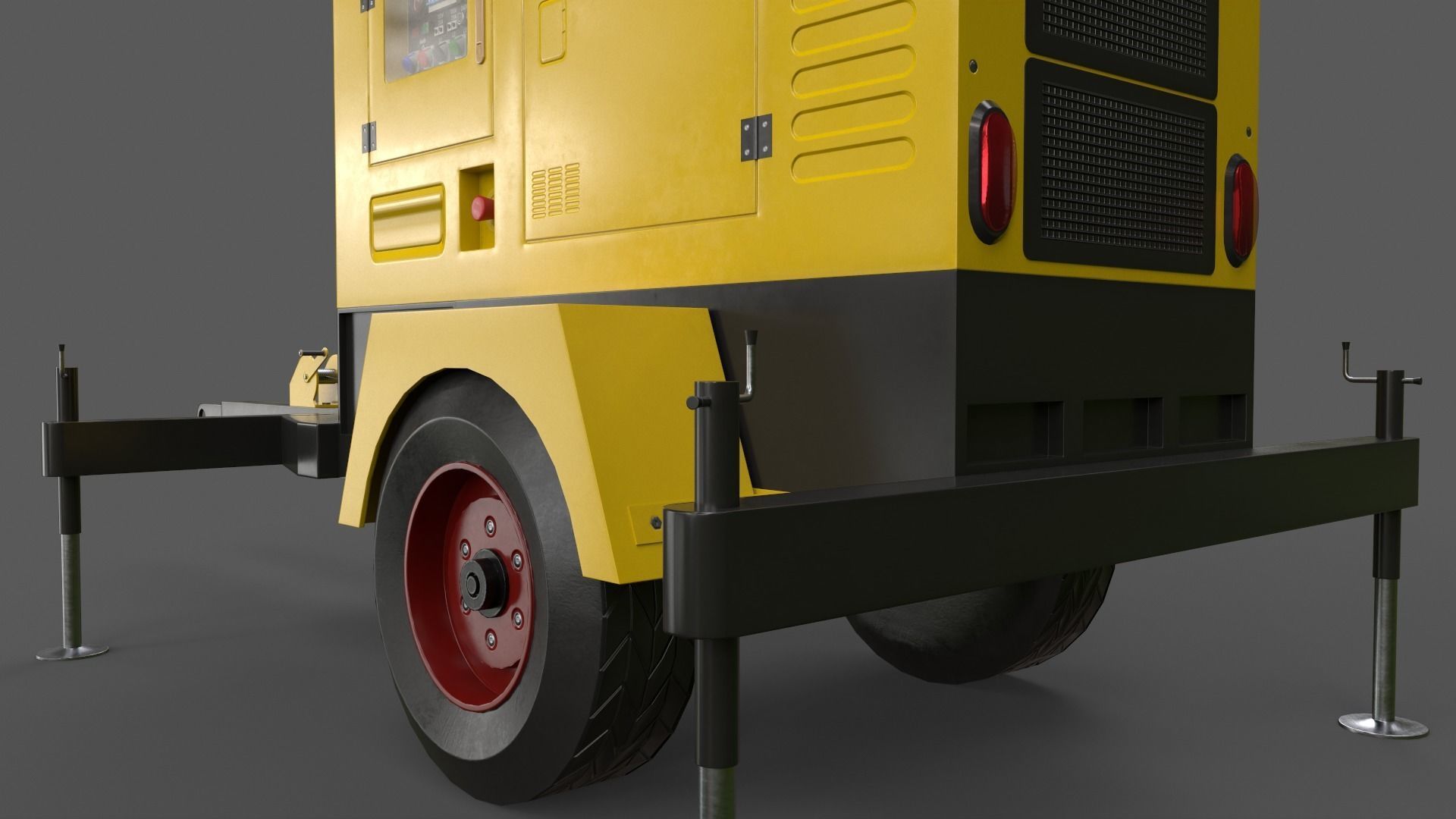 PBR Mobile Light Tower Generator A - Yellow Light  Low-poly 3D model_26