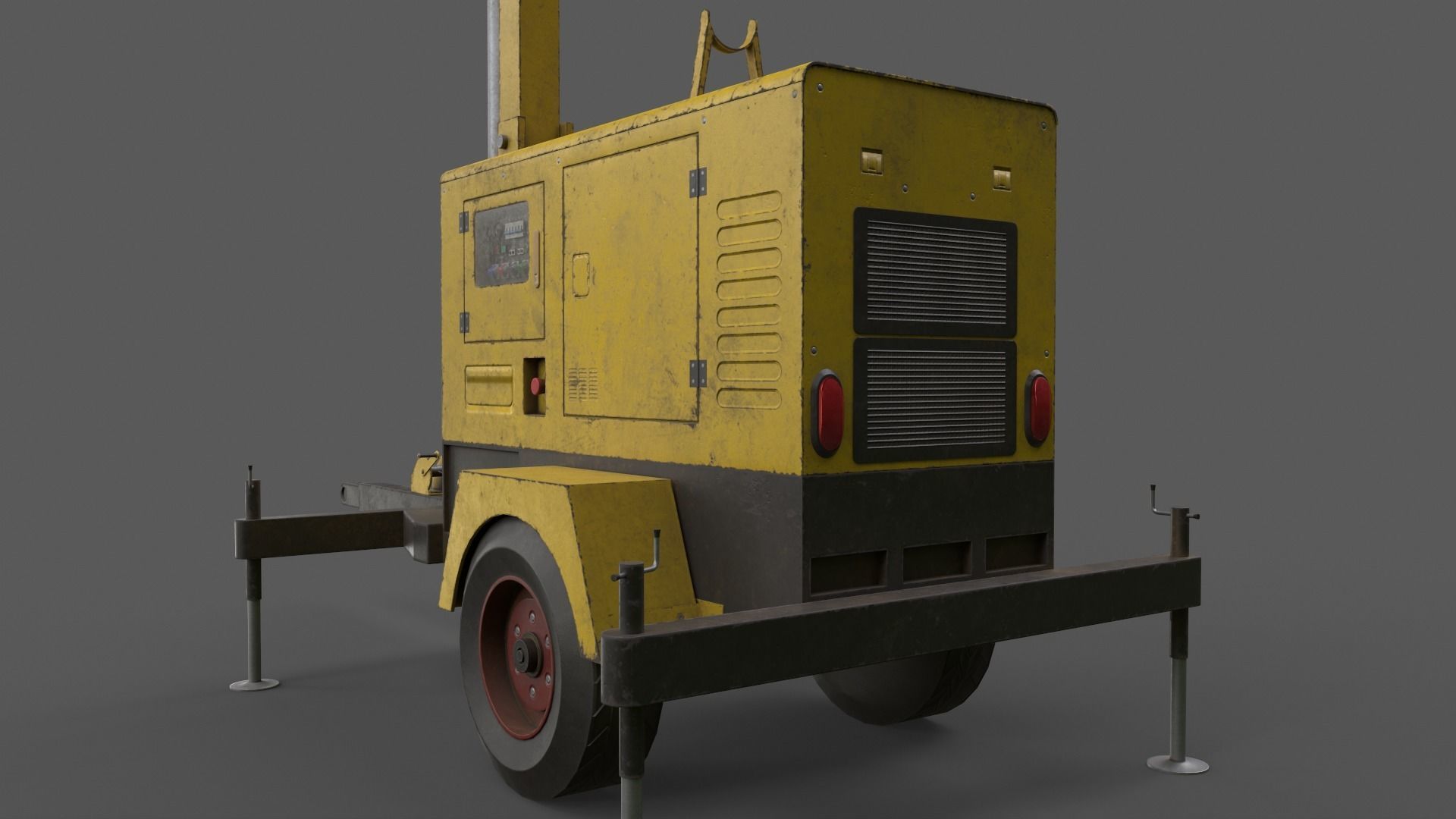 PBR Mobile Light Tower Generator A - Yellow Light  Low-poly 3D model_25