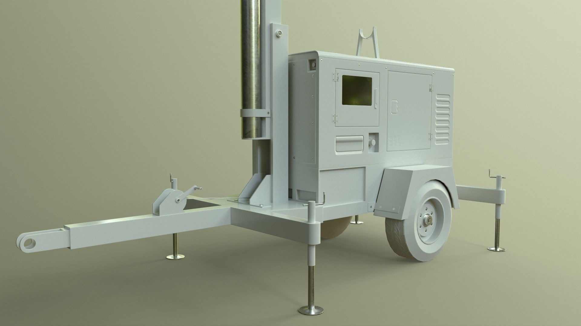 PBR Mobile Light Tower Generator A - Yellow Light  Low-poly 3D model_40