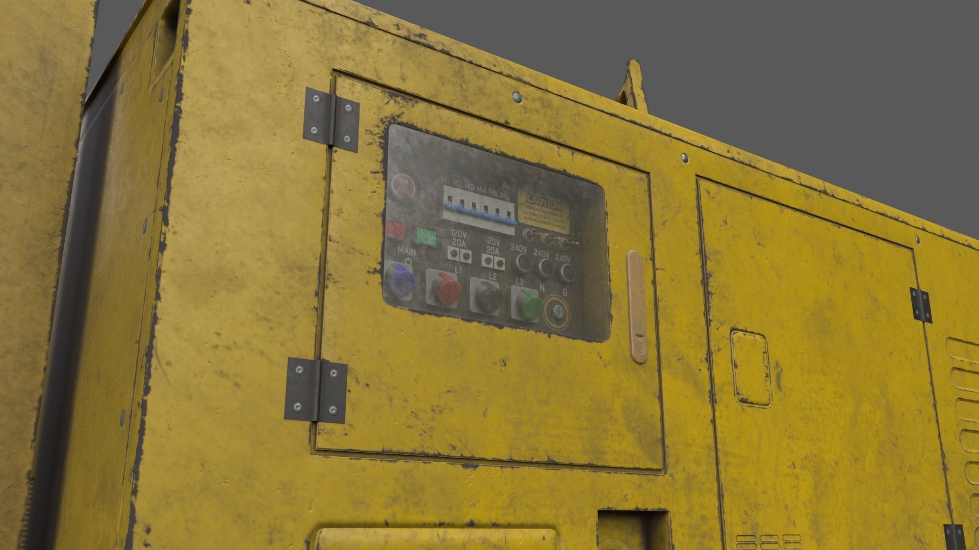 PBR Mobile Light Tower Generator A - Yellow Light  Low-poly 3D model_21