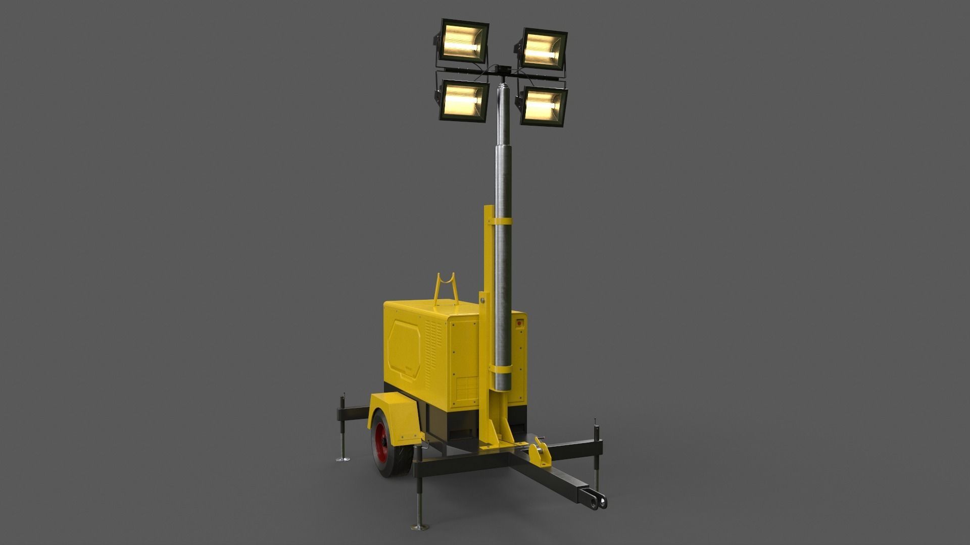 PBR Mobile Light Tower Generator A - Yellow Light  Low-poly 3D model_18